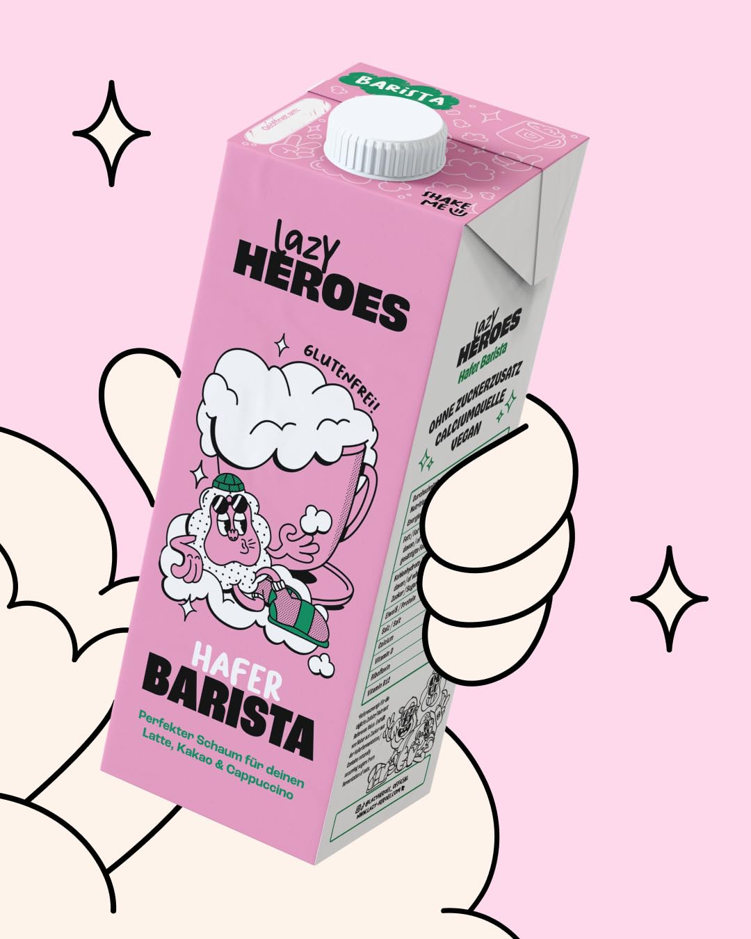 Detalle de Lazy Heroes Hafer Barista Drink – veganer Hafer-Pflanzendrink zum Aufschäumen für Cappuccino & Iced Coffee