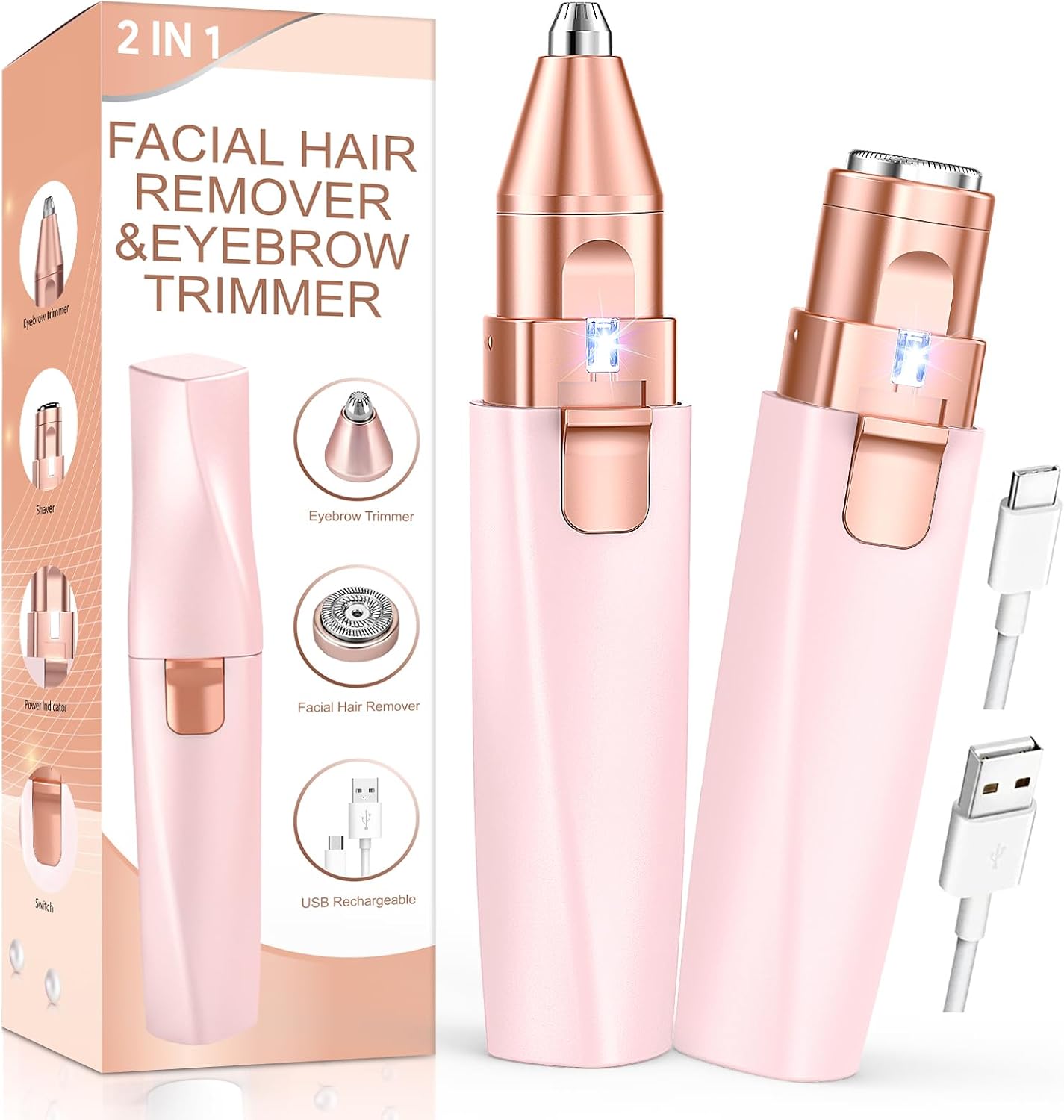 iFanzeTech Augenbrauenrasierer 2-in-1 Rosa