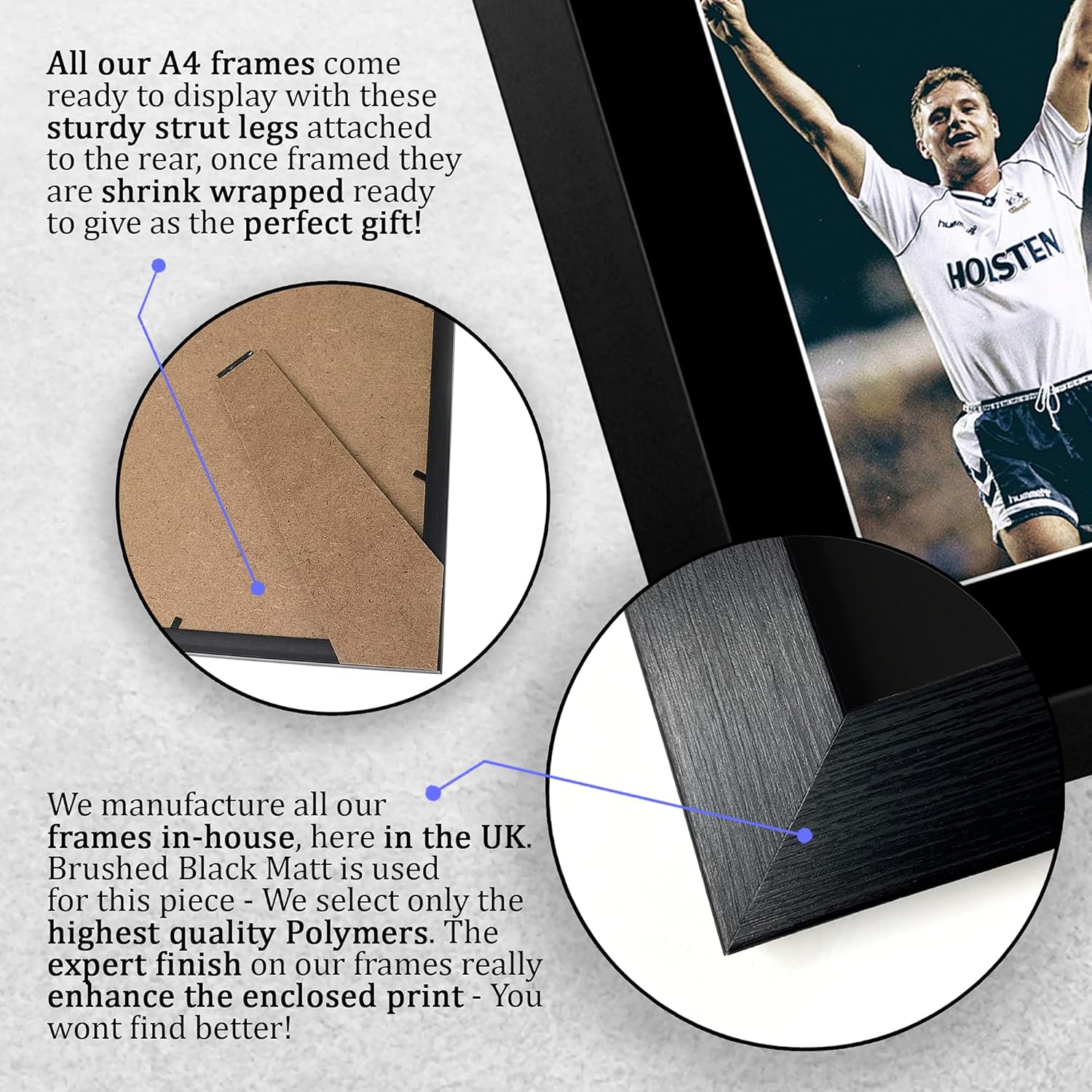 Thumbnail 6 de HWC Trading A4 Framed Paul Gascoigne Spurs signed autograph picture – A4 FR, black matte frame
