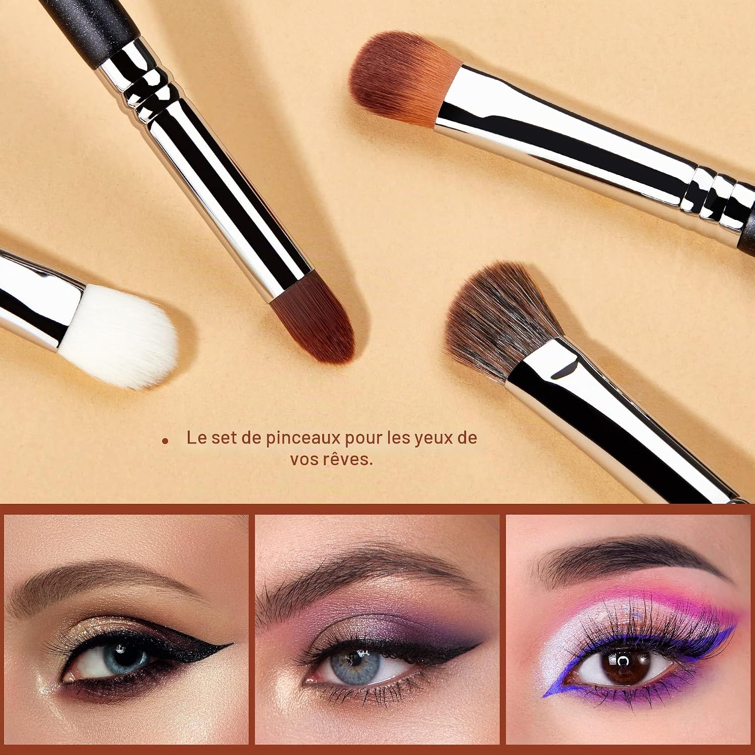 Detalle de Jessup – Set de 12 pinceaux pour maquillage des yeux (fard à paupières), noir T339