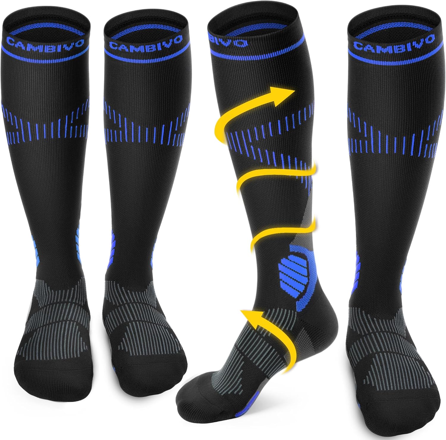 Thumbnail 6 de CAMBIVO Calze Compressione Graduata Donna Uomo 2 Paia – Gambaletti 15-20 mmHg, Antitrombo e Sportive