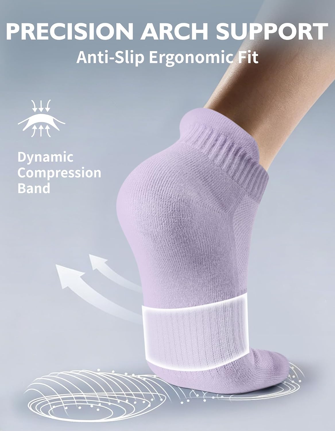 Detalle de CLOSEMATE YS02 Ankle Running Socks, 7 Pairs, Cotton Cushioning