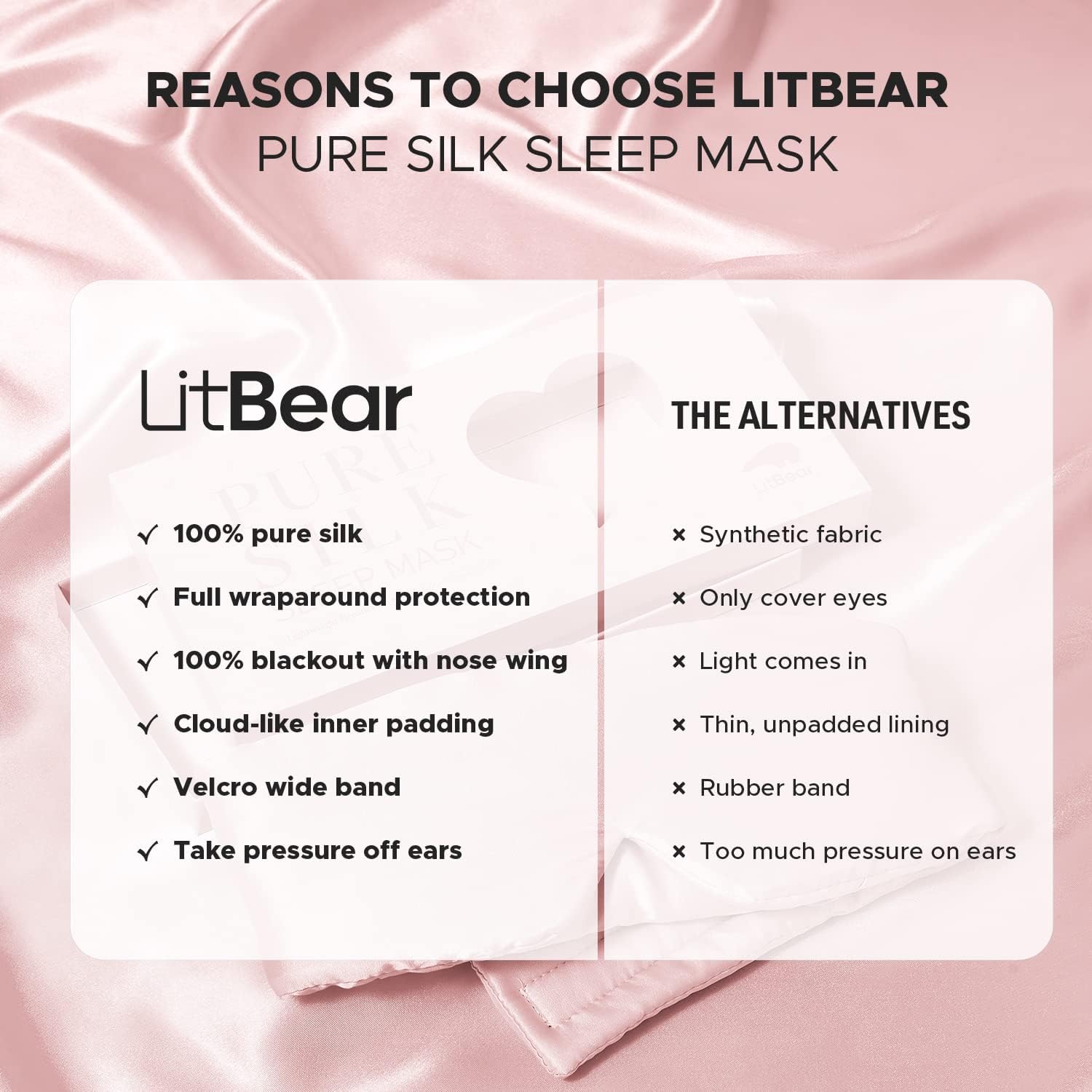 Detalle de LitBear Silk Sleep Mask for Side Sleeper