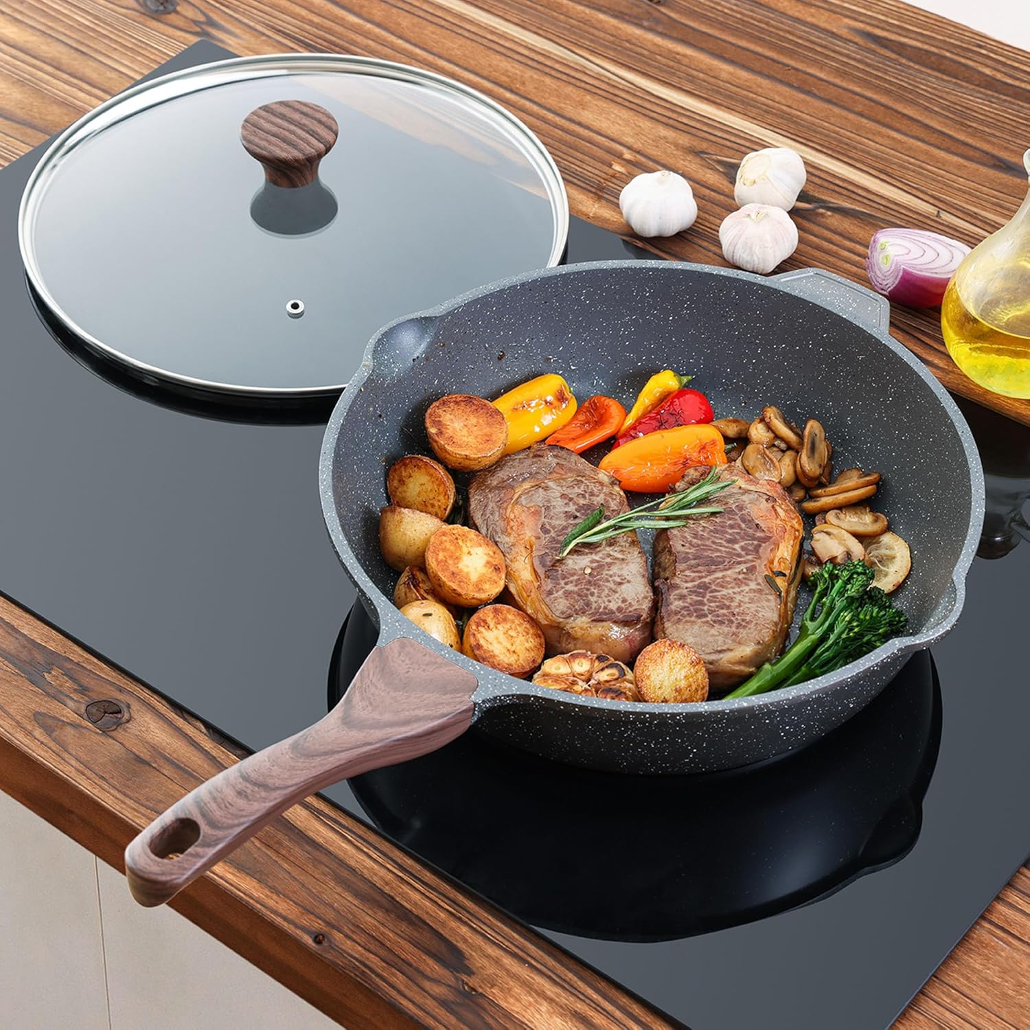 Thumbnail 6 de SENSARTE Antihaft-Pfanne 28 cm mit Deckel – Tiefe Bratpfanne mit Schweizer Granitbeschichtung