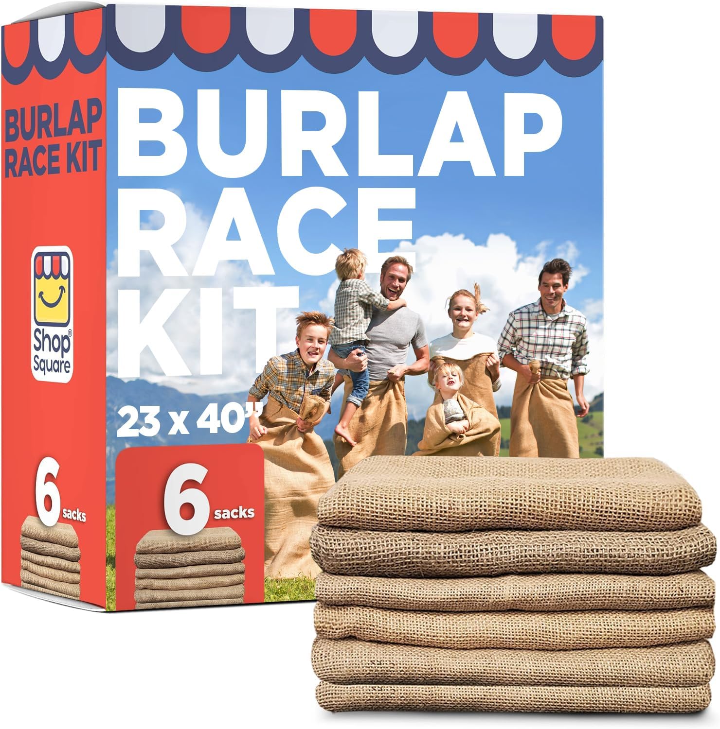 Detalle de Shop Square Potato Sack Race Bags, 23x40 - Set of 6