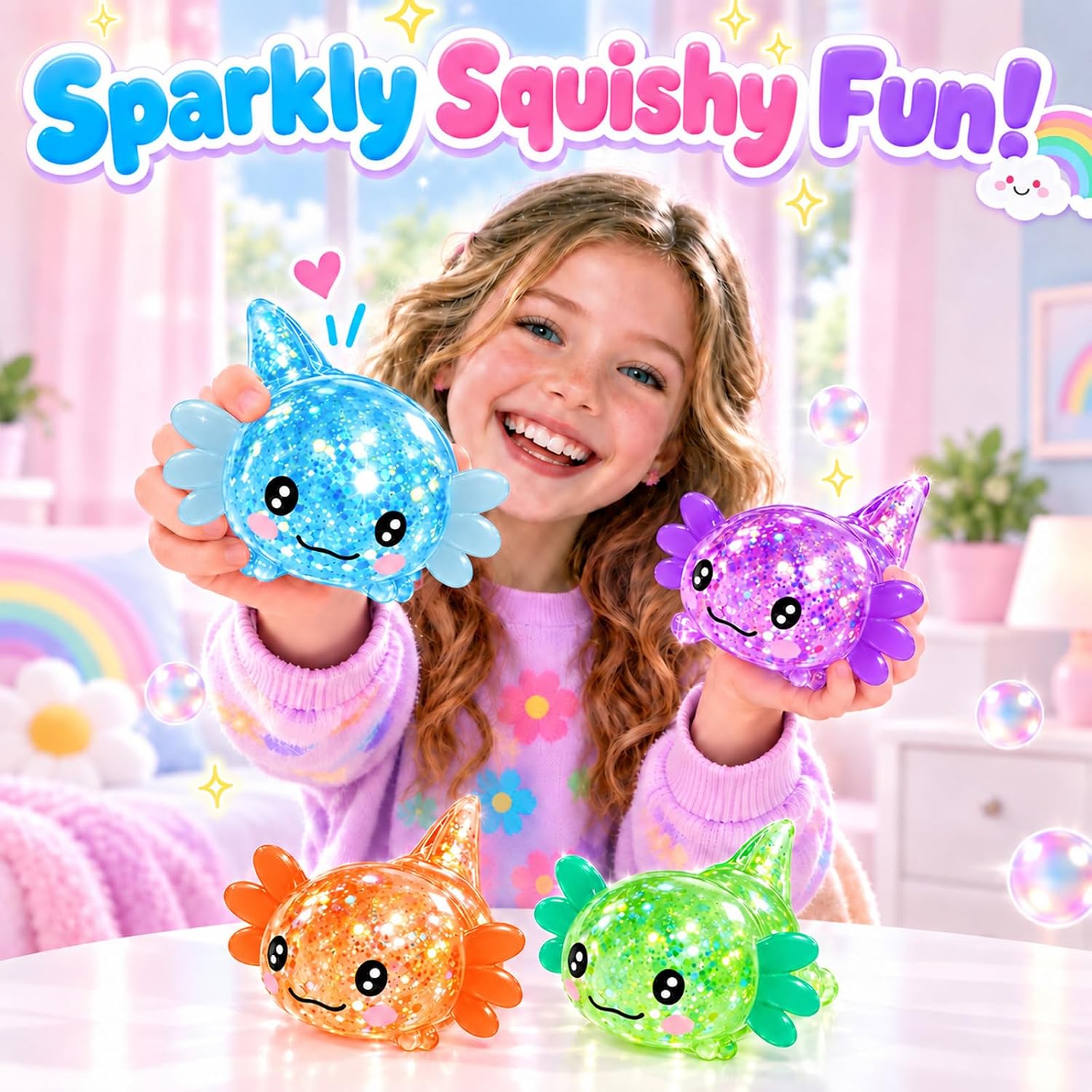 Detalle 1 de BREIS zhanli-ry Axolotl Squishy Fidget Toys, 4-Pack in Four Colours