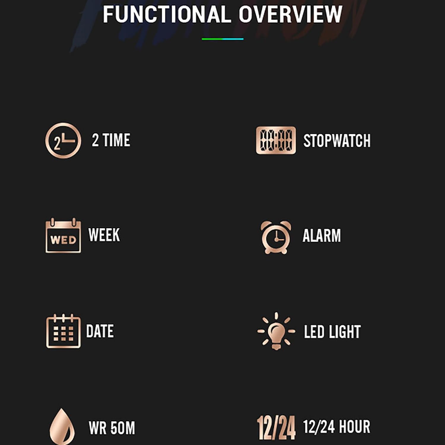 Thumbnail 6 de findtime Herren Uhr – Tonneau/Rectangle Stylische Armbanduhr mit Alarm, Stoppuhr, Kalender und Dualzeit