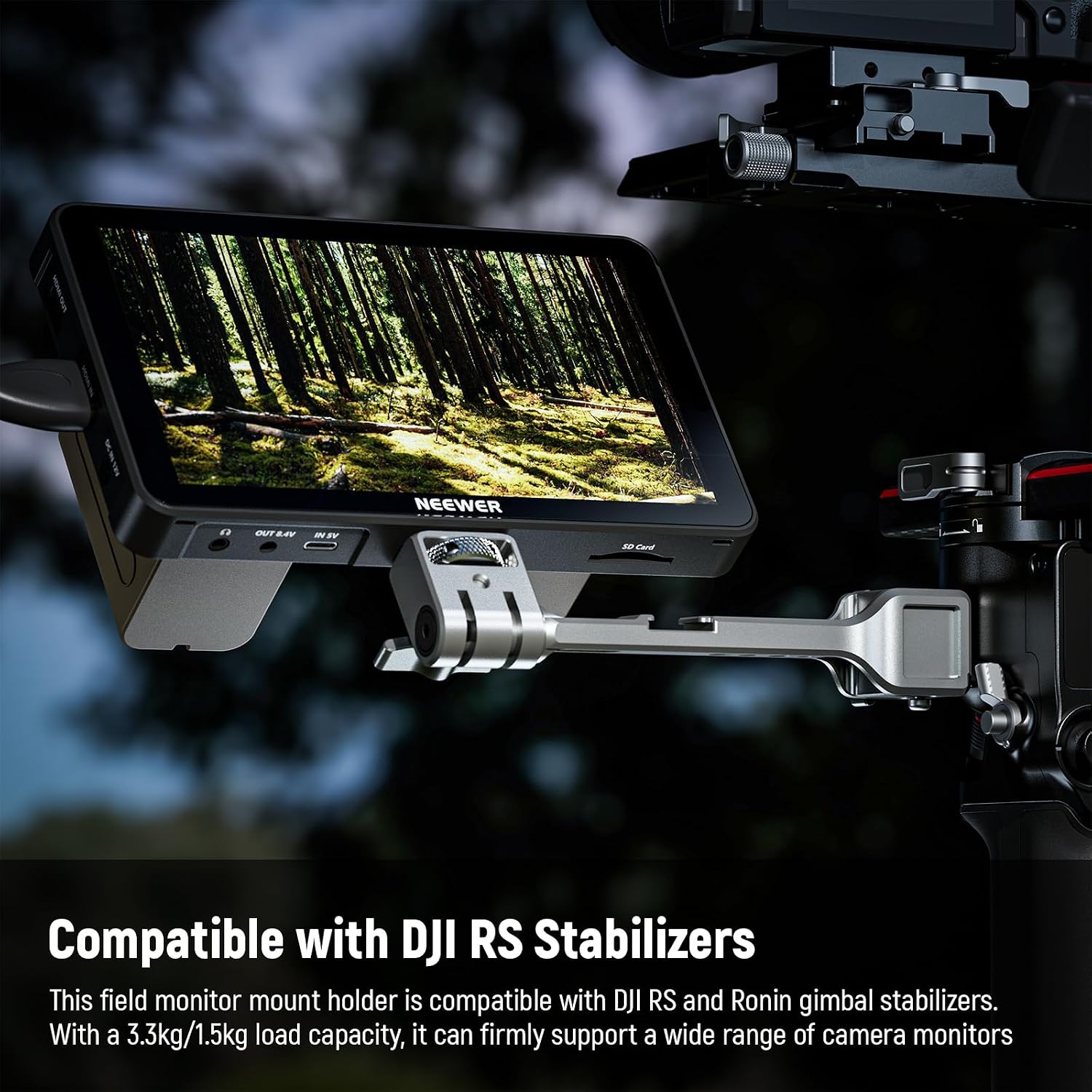 Detalle de NEEWER NATO Monitorhalterung für DJI RS & Ronin Gimbal – 360° drehbar mit NATO-Klemme und 1/4" Gewinde