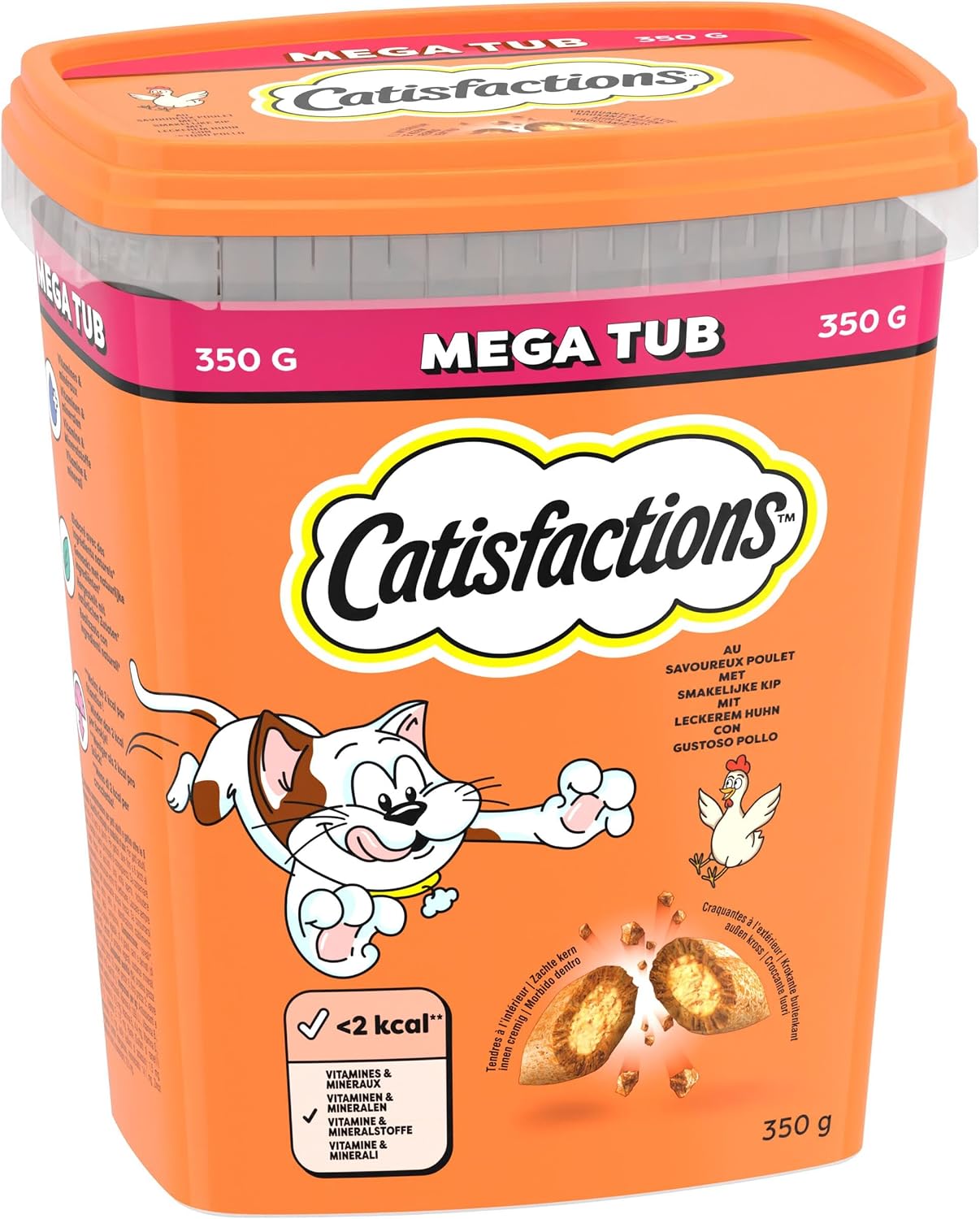 Detalle de Catisfactions Maxi Tub Friandises au Poulet pour Chats – Lot de 2, 350 g