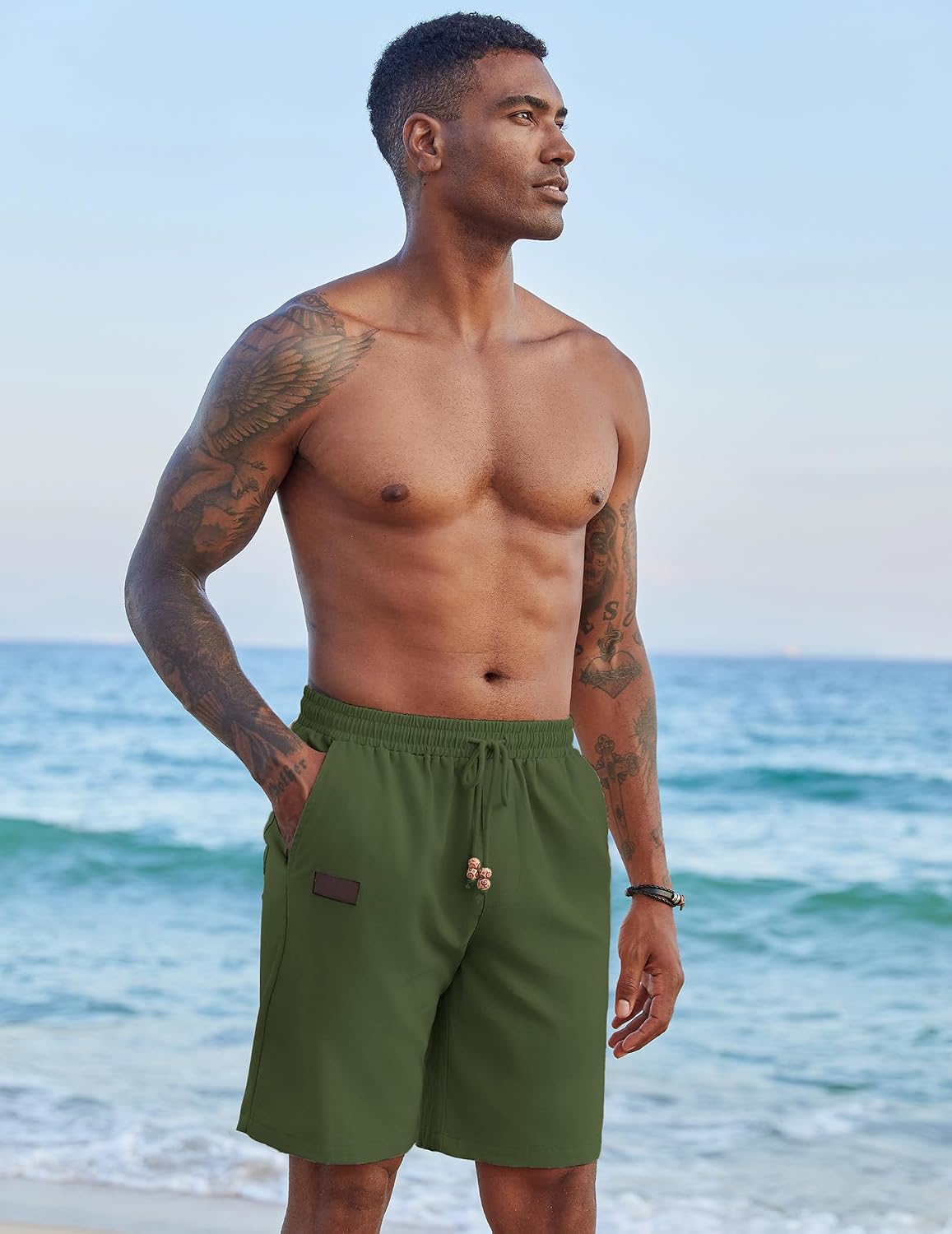 Detalle 2 de COOFANDY Men's Linen Shorts, 9-Inch Inseam