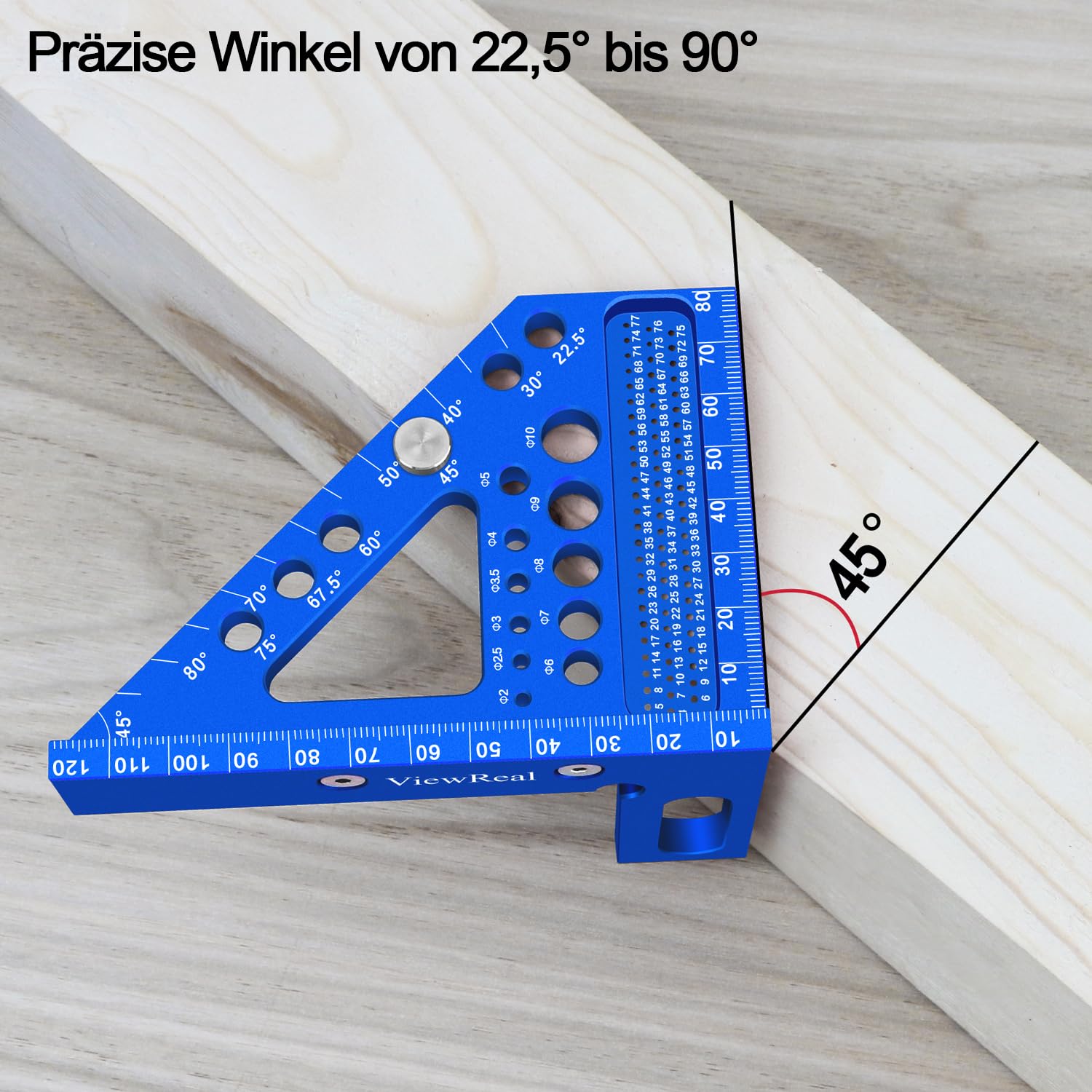 Thumbnail 2 de 3D-Gehrungswinkel multifunktional 22,5–90° aus Aluminiumlegierung – Winkelmaß und Anreisswerkzeug für Tischler