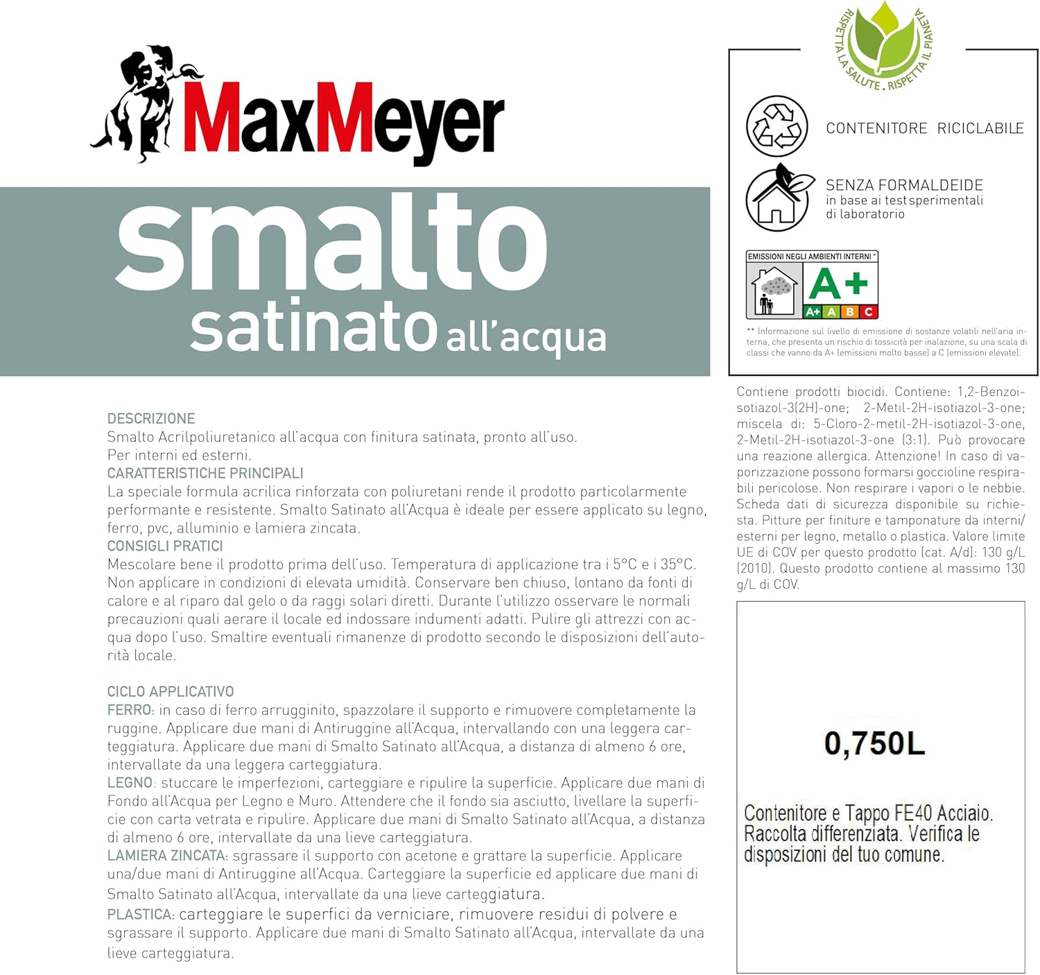 Detalle 2 de Maxmeyer Smalto All'Acqua Poliuretanico Satinato Arancio Ace 0,75 L