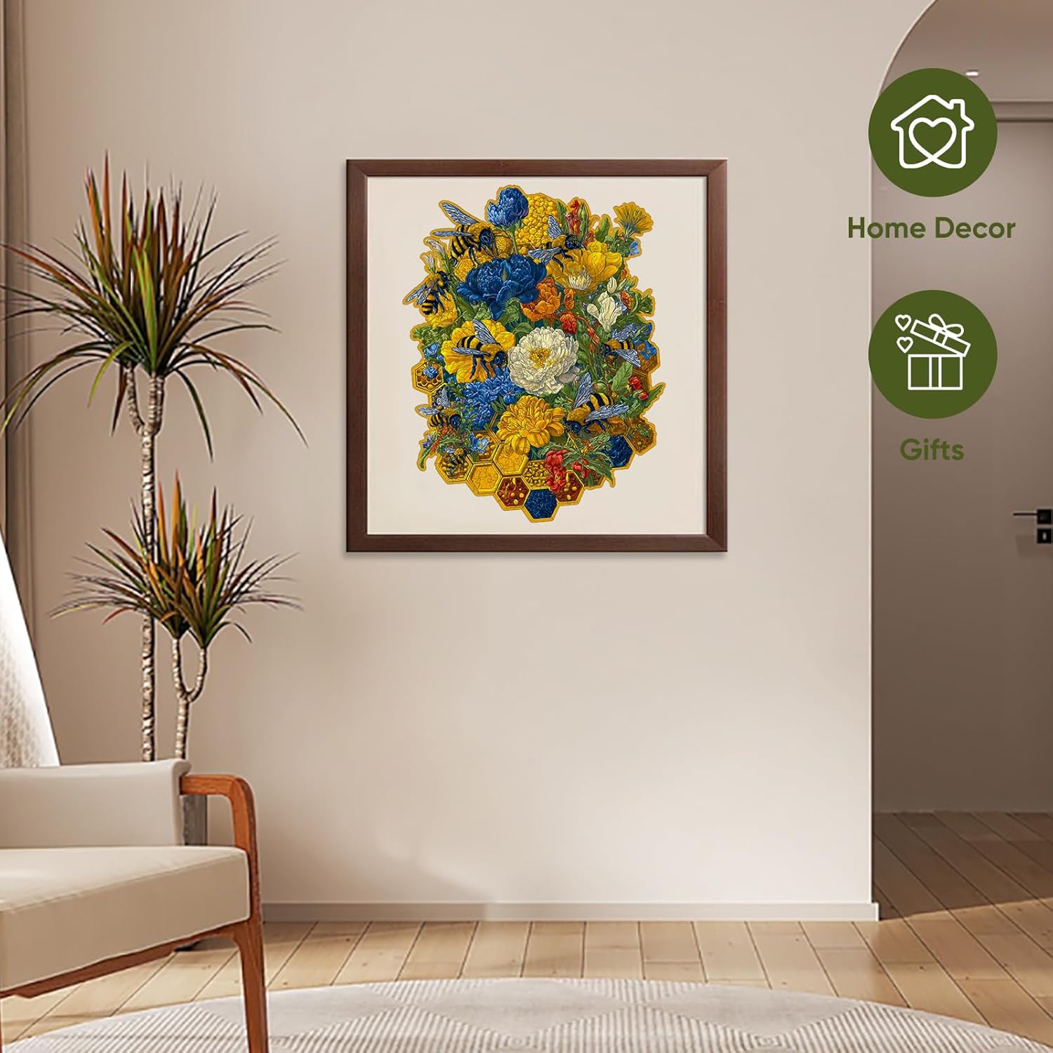 Thumbnail 4 de Mys Aurora 500-Piece Wooden Jigsaw Puzzle for Adults (Flower & Bee) with Storage Box