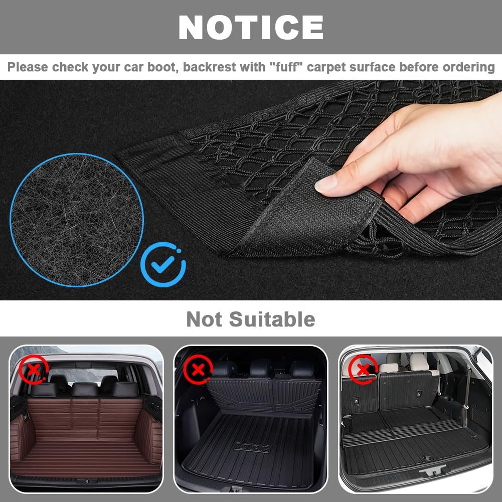 Detalle 2 de AOOWU Filet coffre voiture 6 pièces 30 x 25 cm : rangement élastique à coller