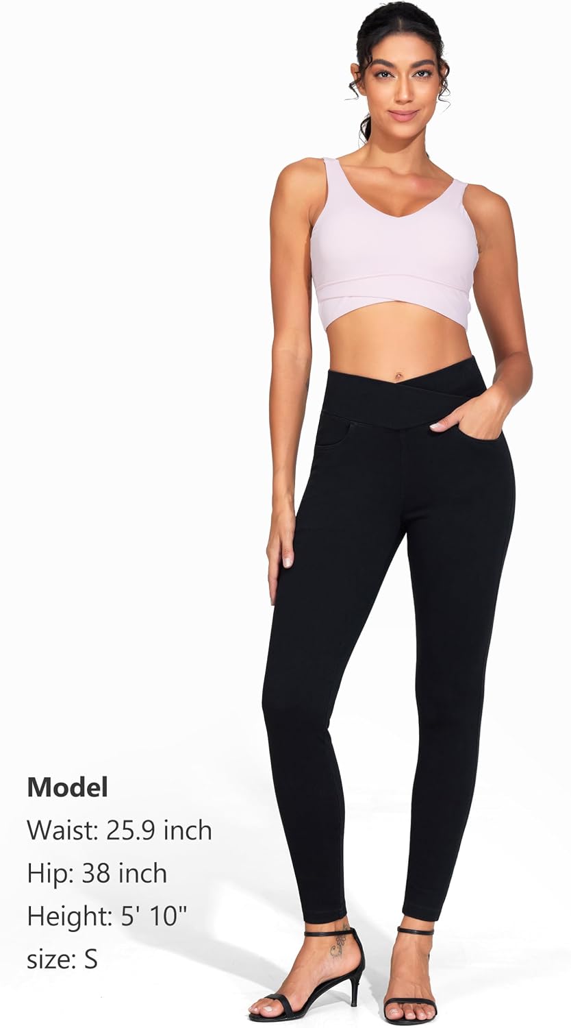 Thumbnail 5 de THE GYM PEOPLE Women's V Cross High Waist Jeggings, Skinny Fit, Four Pockets