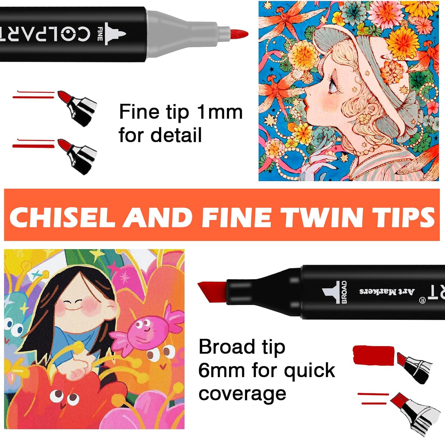 Thumbnail 1 de colpart 120-Farben Alkohol Marker Set mit Twin-Spitzen für Manga, Design & Coloring Books