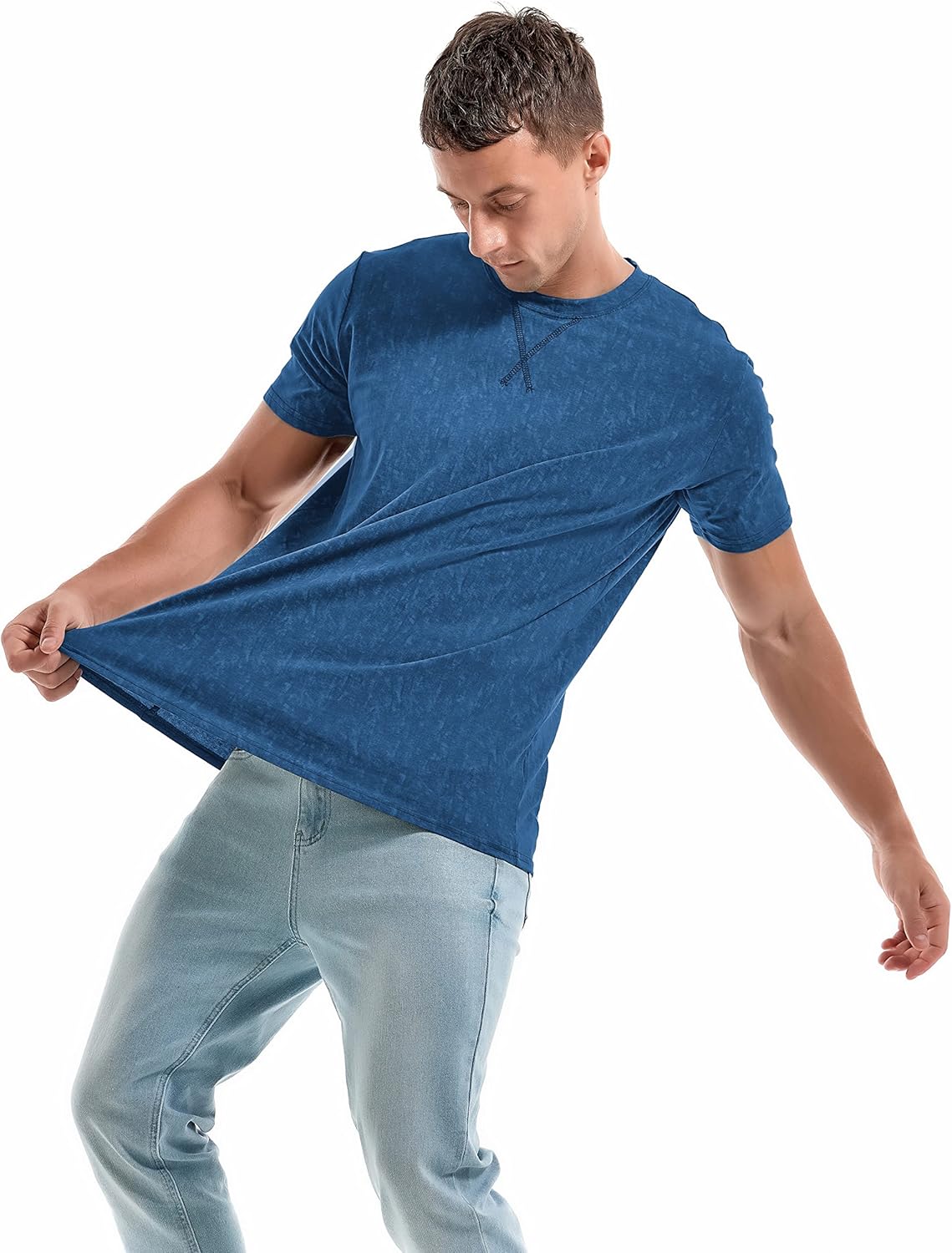 Thumbnail 3 de RONOMO Herren V-Ausschnitt T-Shirt Casual – Basis für urbane Street-Outfits