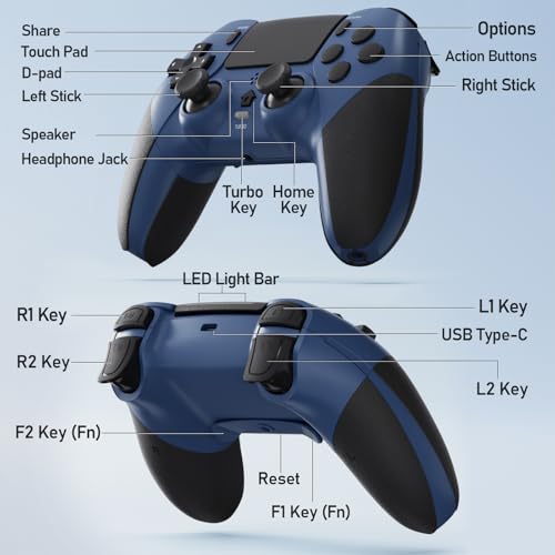 Thumbnail 7 de CHEREEKI Mando Inalámbrico para PS4 Con Doble Vibración, Giroscopio y Touchpad