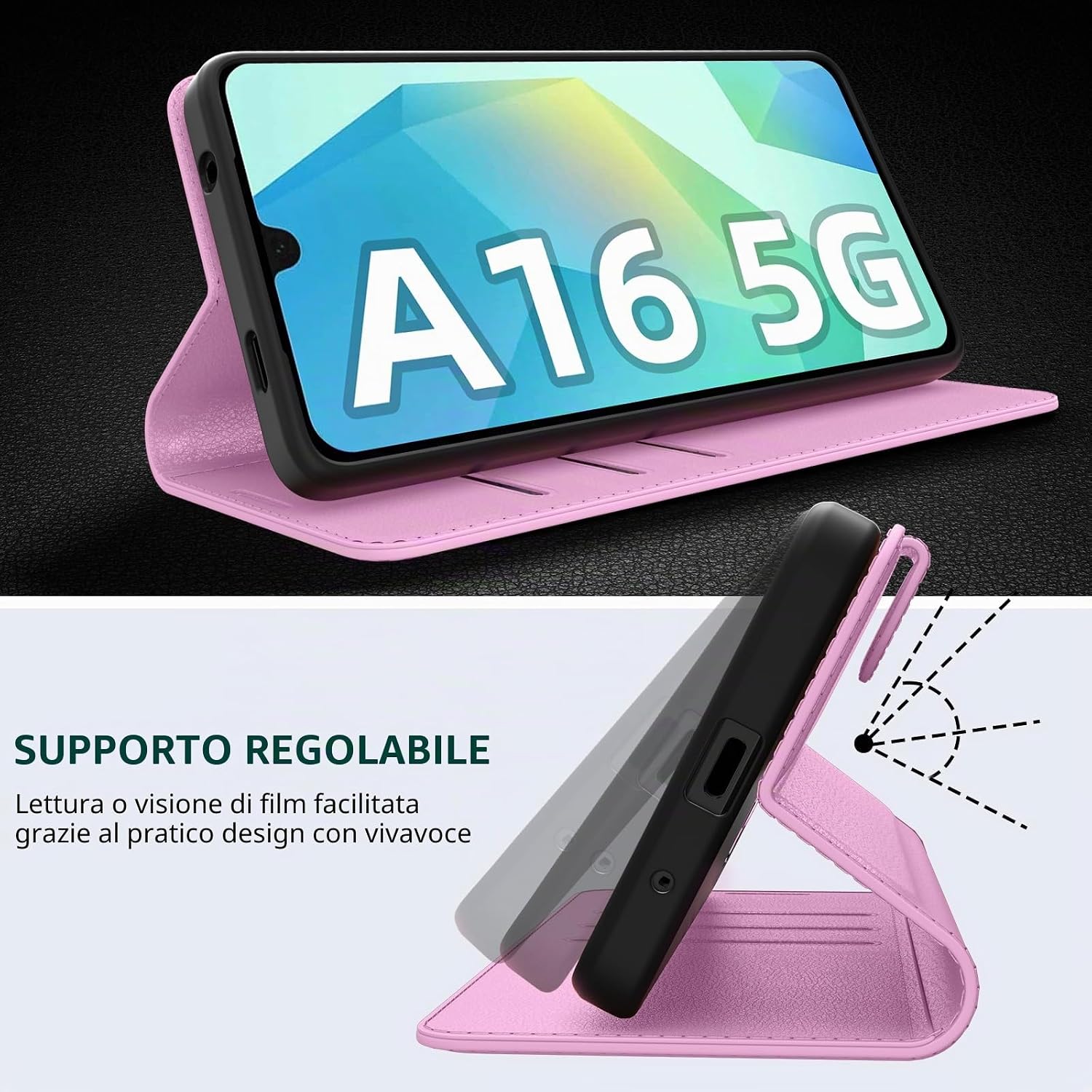 Detalle de Eirltiy Cover Portafoglio in PU per Samsung Galaxy A16 5G/4G: protezione, stile e 3 slot
