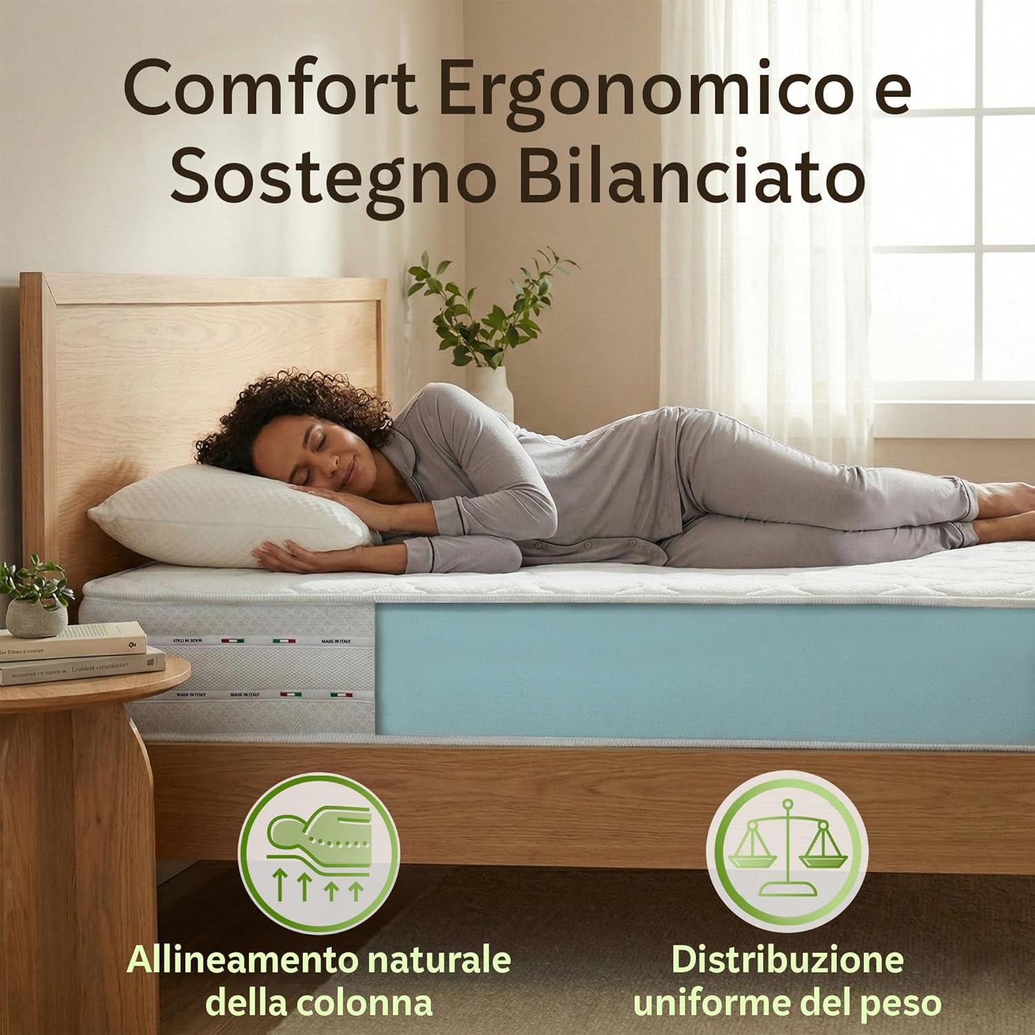 Detalle 2 de Materasso Russo Waterfoam 20 cm 160x190 cm – supporto rigido, rivestimento Aloe Vera, Made in Italy