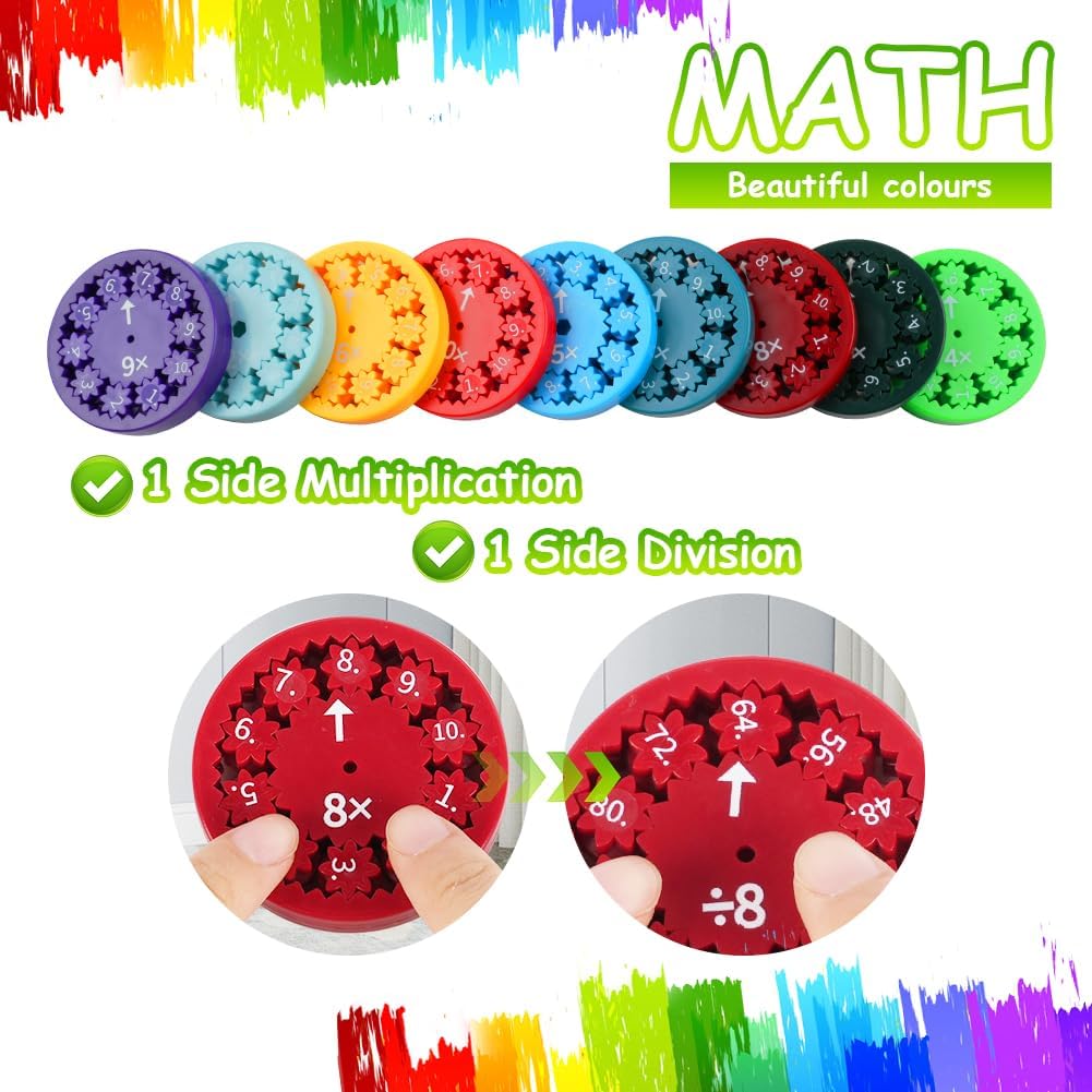 Thumbnail 3 de AUAUY 9 Stück Mathe Fidget Spinner – Lernspielzeug für Multiplikation und Division