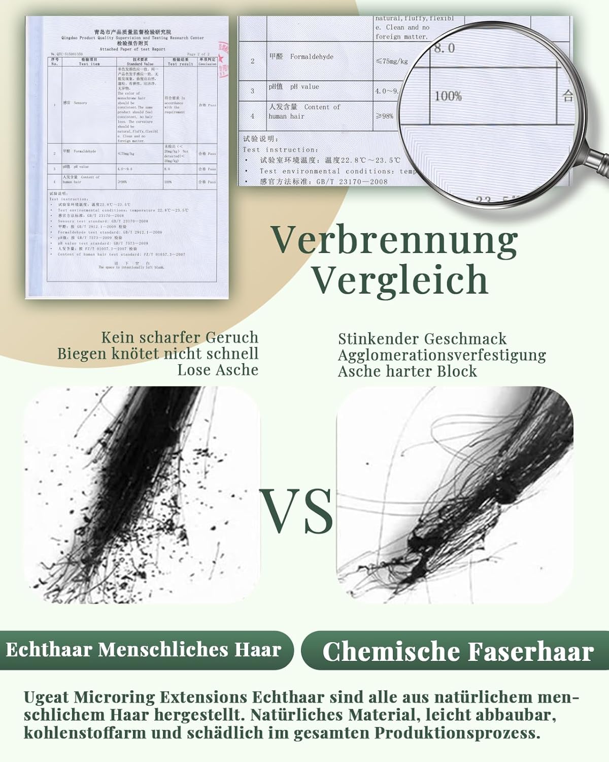 Thumbnail 3 de Ugeat Microring Extensions Echthaar Schwarz, Remy 45 cm (50g/50 Strähnen) – kaltfusion ohne Kleber