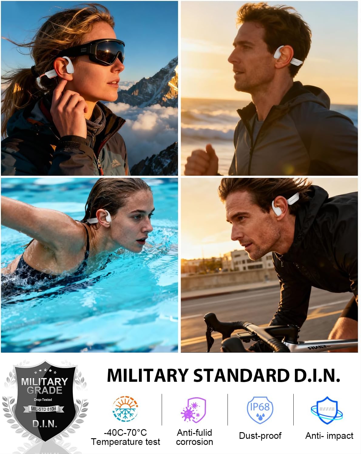 Thumbnail 4 de ZOVIMAX X7 MAX Militär-Knochenschall-Kopfhörer mit Bluetooth 6.0, MP3-Player & IP68 für Schwimmen und Sport