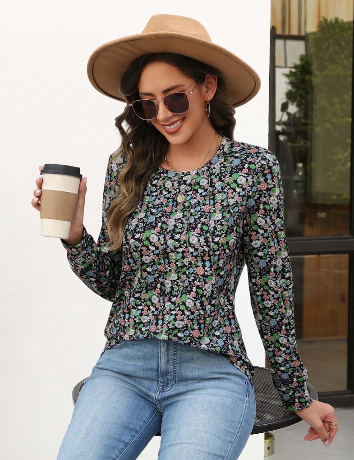 Detalle 2 de heekpek Camiseta manga larga mujer estampado floral
