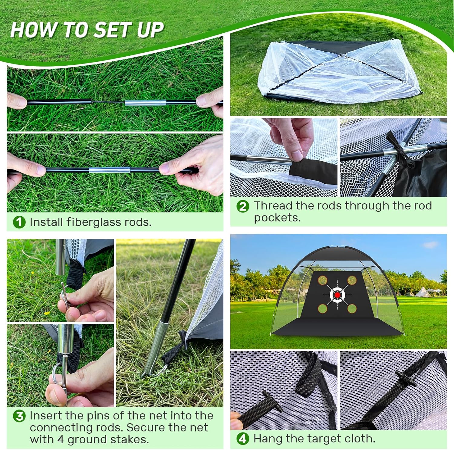 Thumbnail 2 de Zensouds Golf Net 10x7FT with Practice Mat – Indoor/Outdoor Hitting Aid with Targets