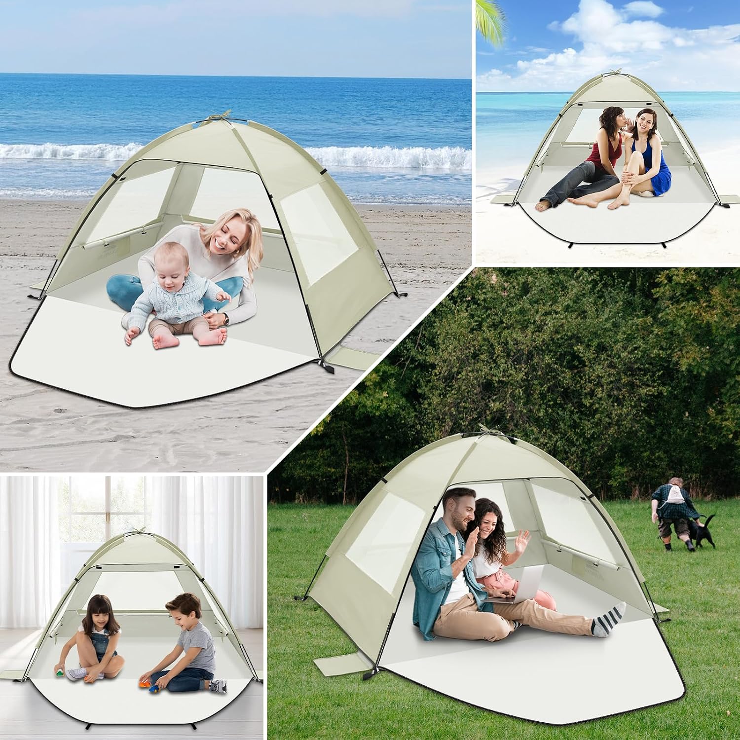 Thumbnail 6 de Strandmuschel für 2–4 Personen – Strandzelt mit UV-Schutz 50+ und Windschutz