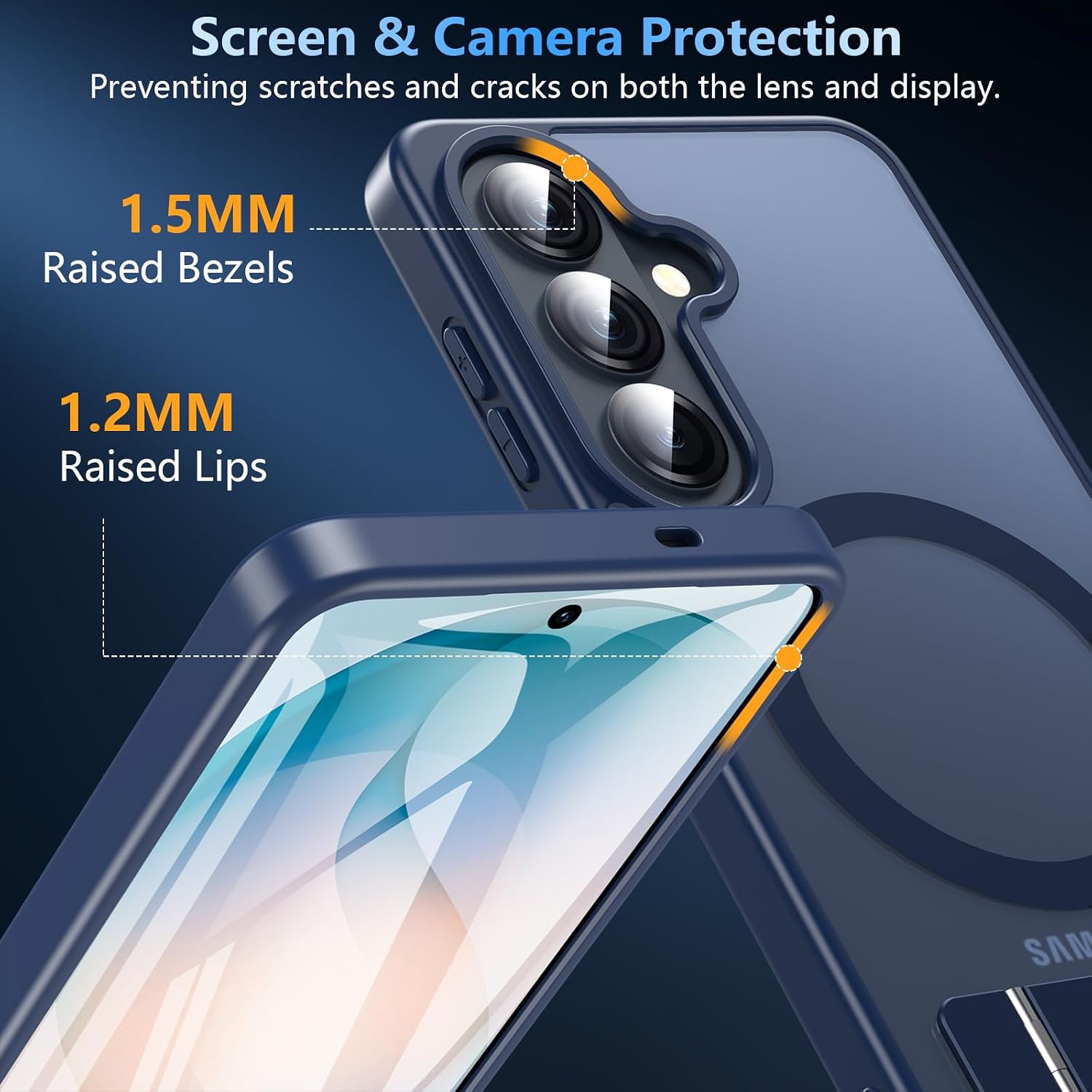 Thumbnail 6 de Hensinple Samsung S26 Case with Stand and Magnetic Tech – Translucent Matte Blue
