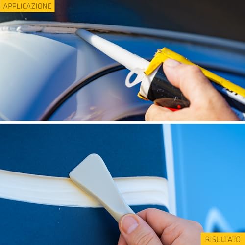 Detalle de Sikaflex 521 UV Bianco 300 ml: sigillante multiuso per auto e camper
