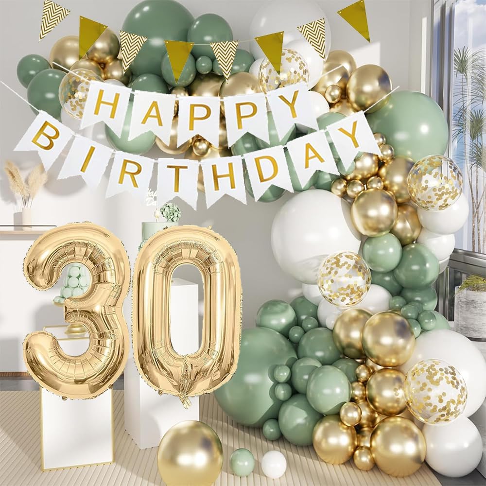 Thumbnail 4 de Salbeigrüne 30. Geburtstag Dekoration
