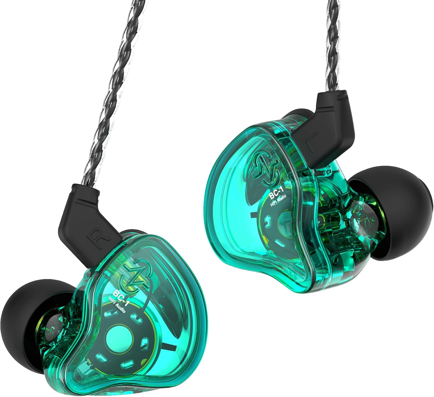 Detalle de CCZ Melody In-Ear-Monitore – kabelgebundene Hybrids mit 1DD 1BA, Low-Weight IEM mit Ohrflossen