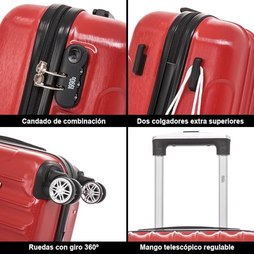 Detalle 1 de 1990s Maleta cabina 55x40x20 cm roja 40L
