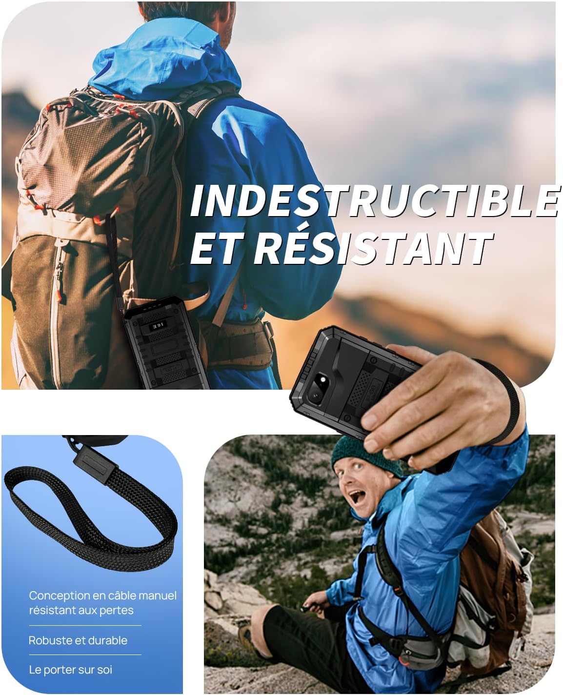 Thumbnail 4 de Coque Lanhiem Métal militaire antichoc IP68 avec écran intégré pour iPhone 17e / 16e (noir)
