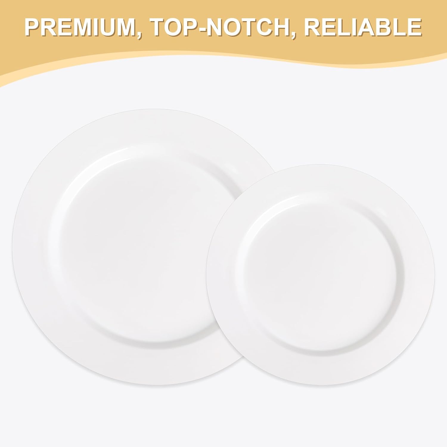 Thumbnail 1 de AOZITA 200-Count White Heavy-Duty Plastic Plates (100 Dinner + 100 Salad/Dessert)