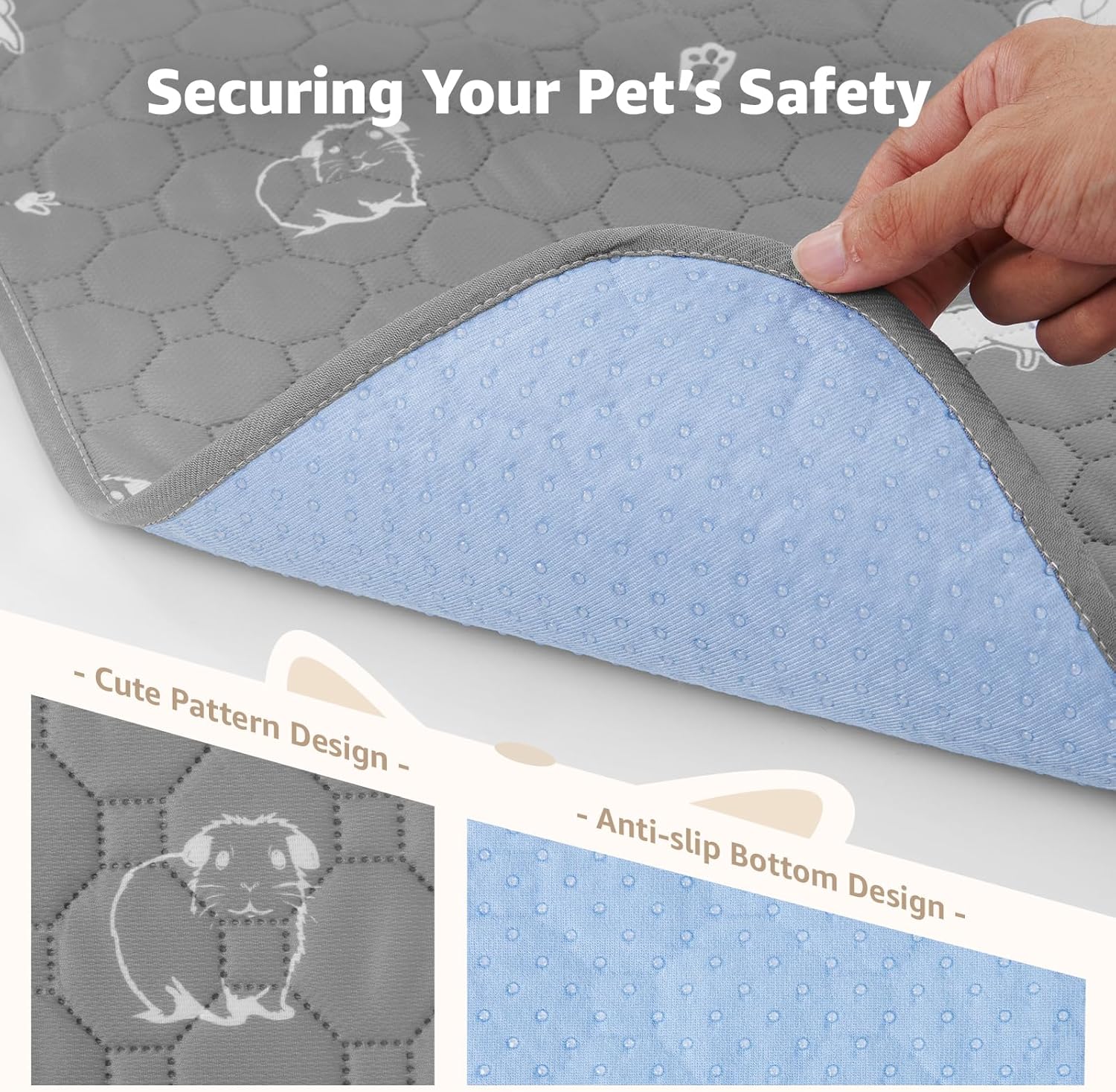 Detalle de PICK FOR LIFE 2 Pack Guinea Pig Cage Liners – washable, waterproof pee pads (90x100 cm)