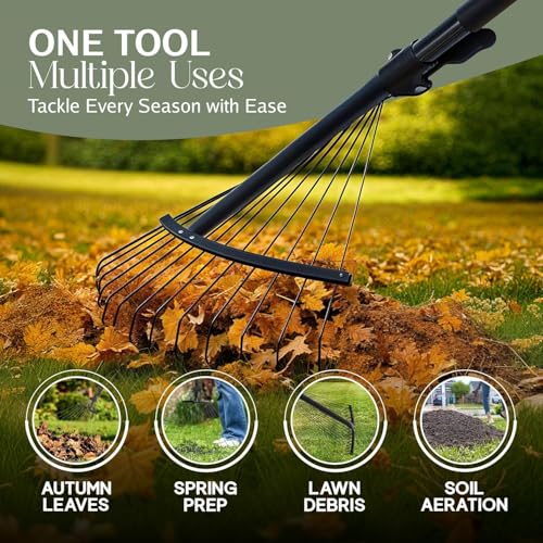 Detalle 2 de Pelle & Sol Garden Rake - 38-63 Inch Adjustable Lawn Rake with 25 Tines