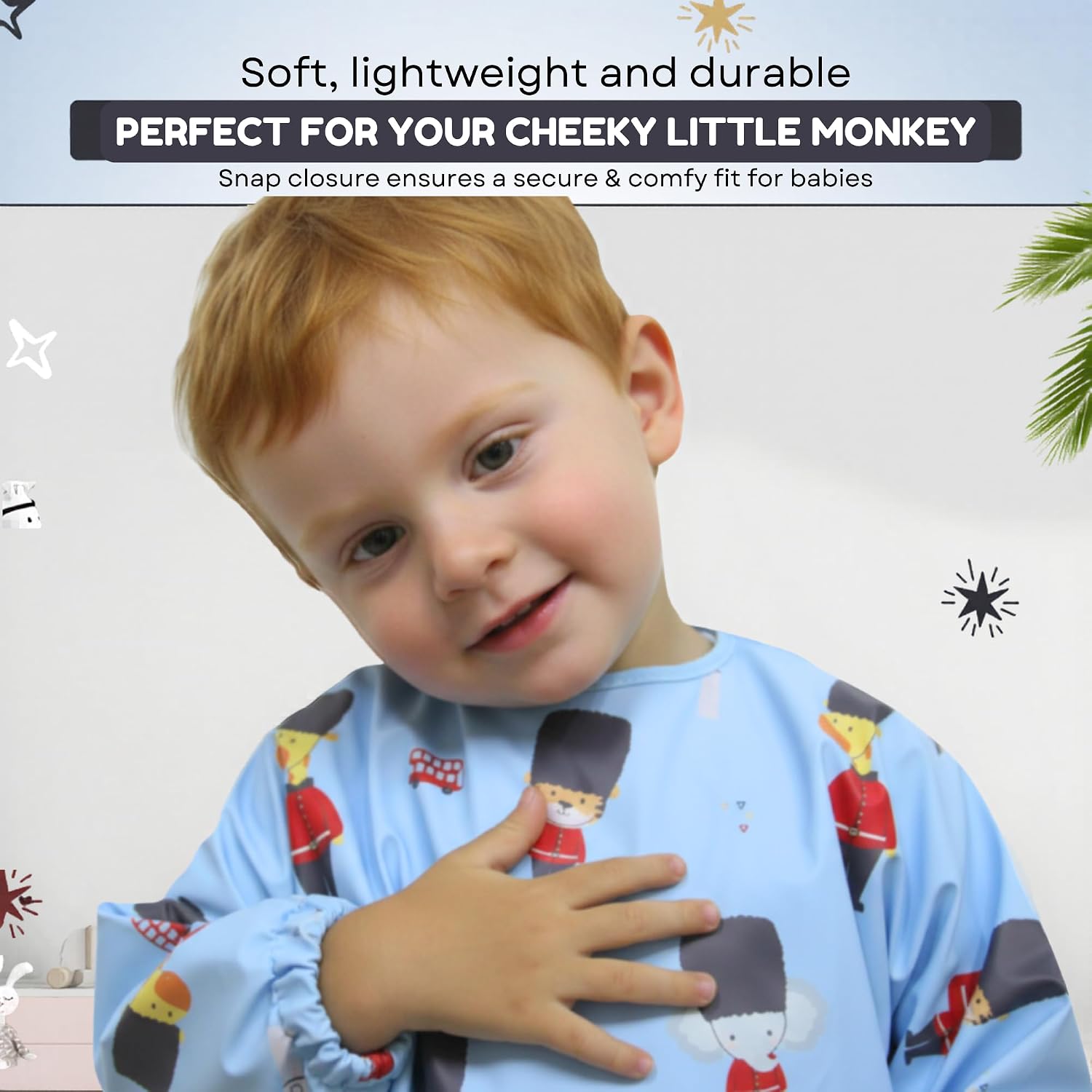 Detalle 2 de Cheeky Monkey Waterproof Long Sleeve Bibs for Weaning (6–24 Months) – BLW Coverall Feeding Bib