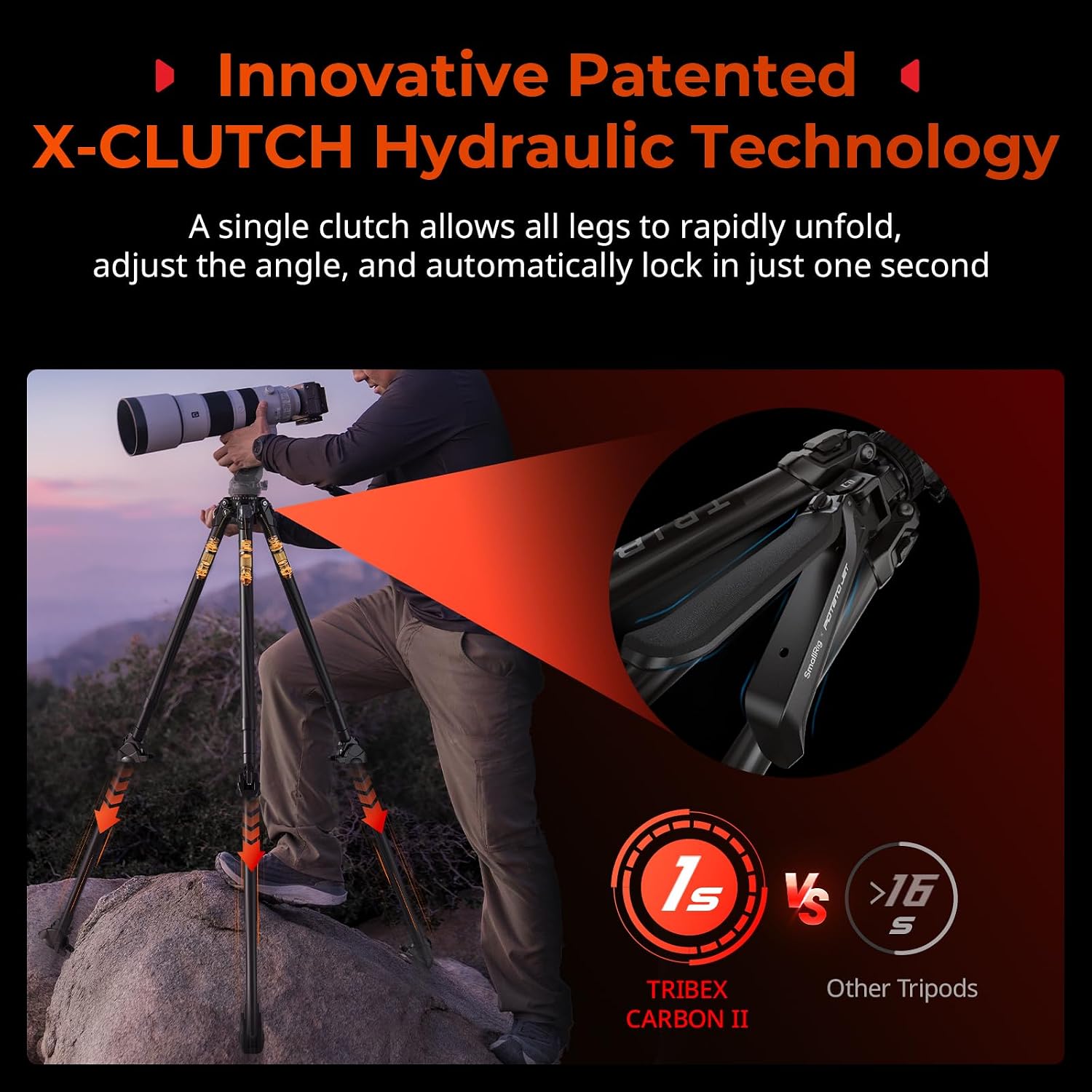 Thumbnail 1 de SmallRig x Potato Jet Tribex Hydraulic II Carbon Fibre Tripod
