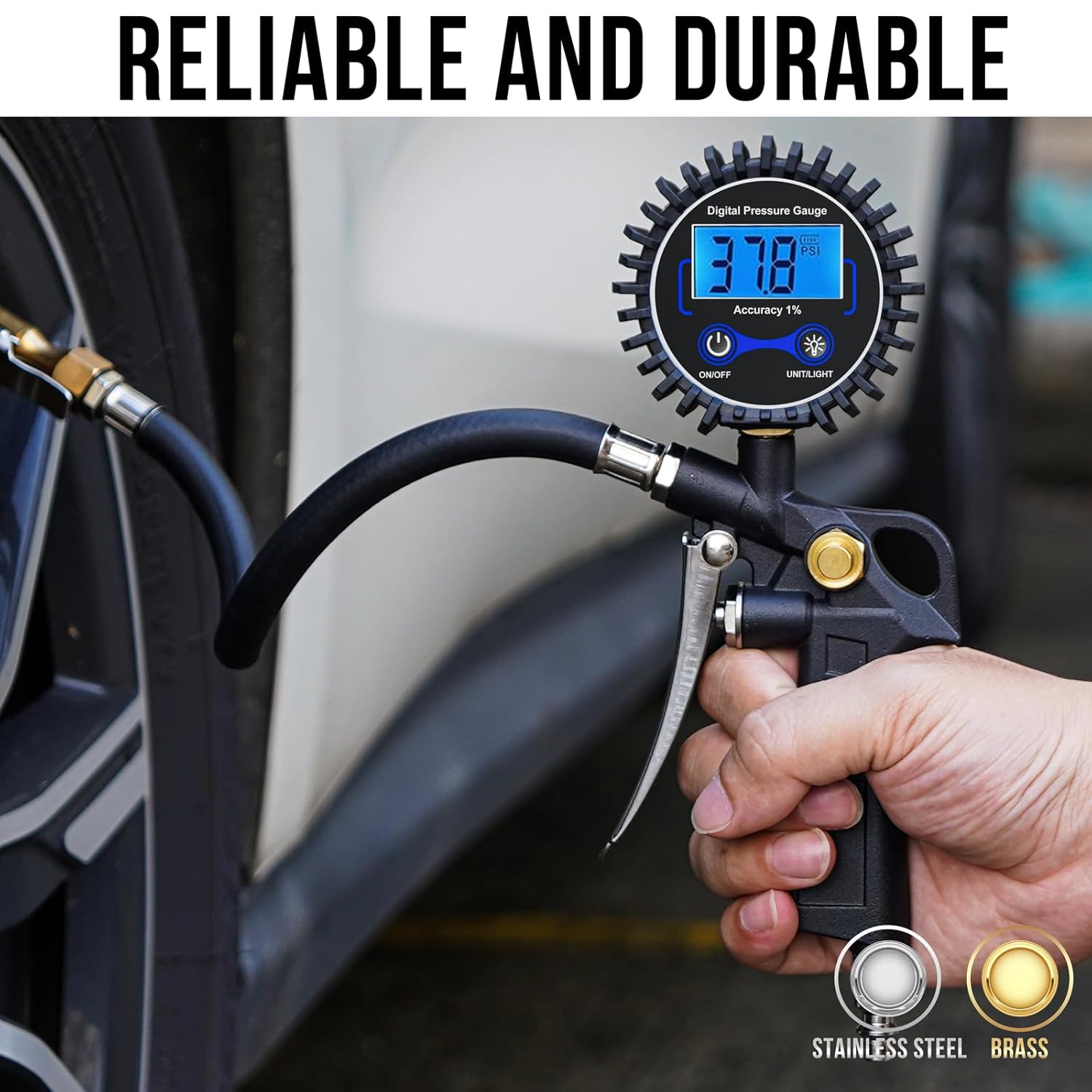 Thumbnail 2 de Digital Tyre Inflator with Pressure Gauge – 250 PSI air chuck & quick connect coupler