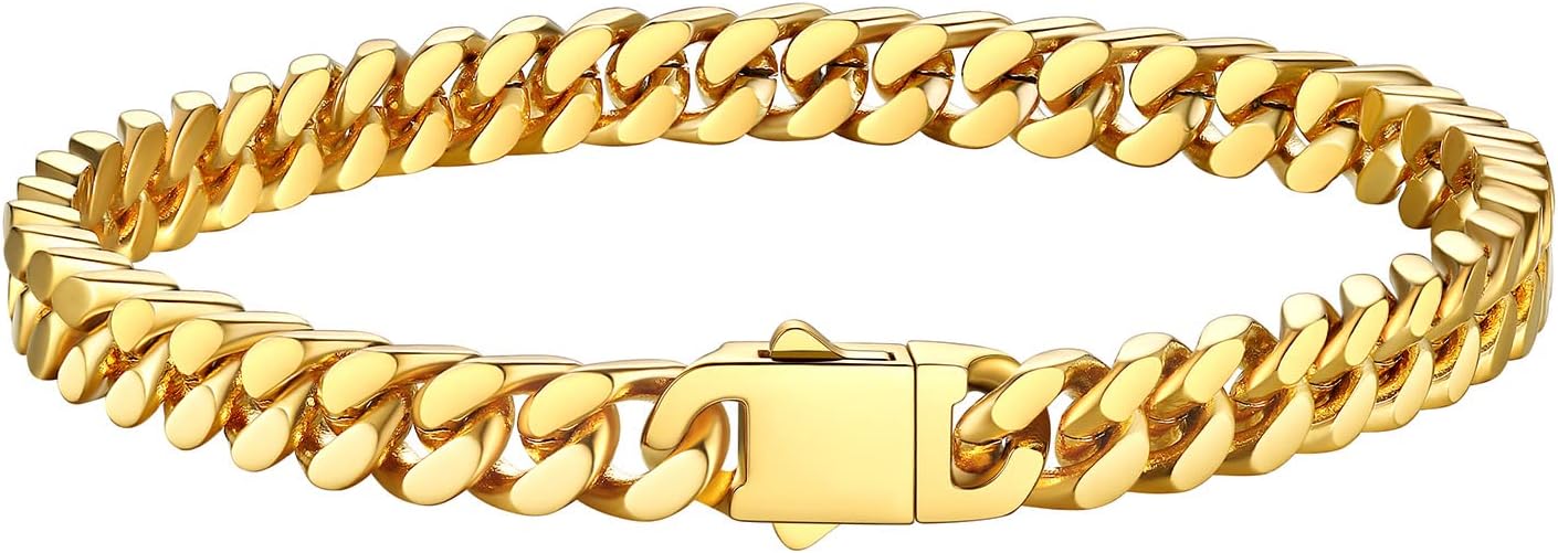 Detalle de Bestyle Herren-Armband aus Edelstahl (Panzerkette) – 5/7/9/12,5 mm Breite, 19/21/23 cm Länge in Silber/Schwarz/Gold