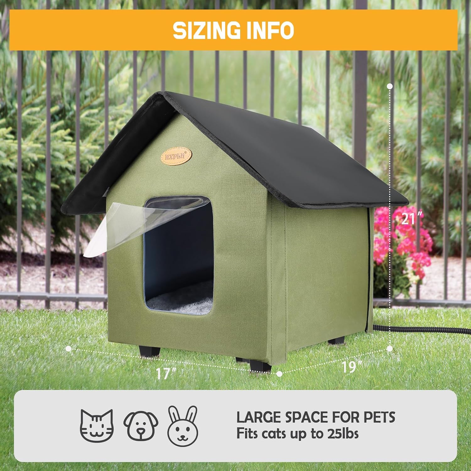 Detalle de Heated Outdoor Cat House Green