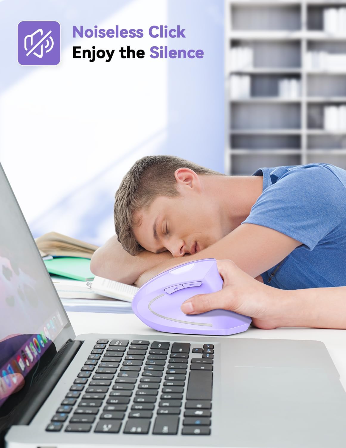 Thumbnail 4 de TECKNET Ergonomic Vertical Mouse (4800DPI) Wireless 6-Button Silent Purple