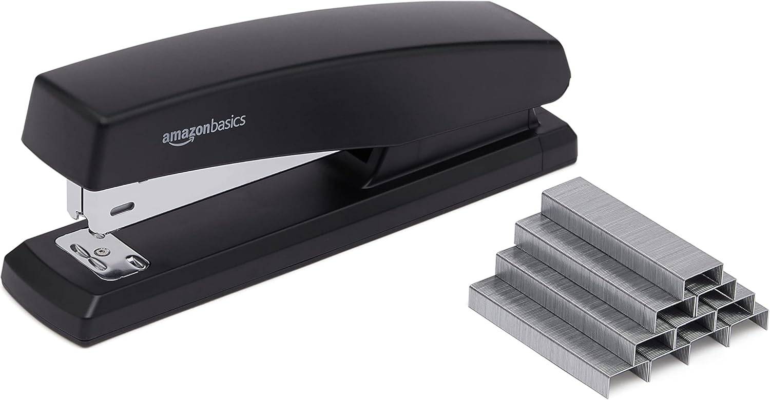 Thumbnail 3 de Amazon Basics - Cucitrice con 1000 Punti Metallici, 25 Fogli, Base in Gomma Antiscivolo, Nero