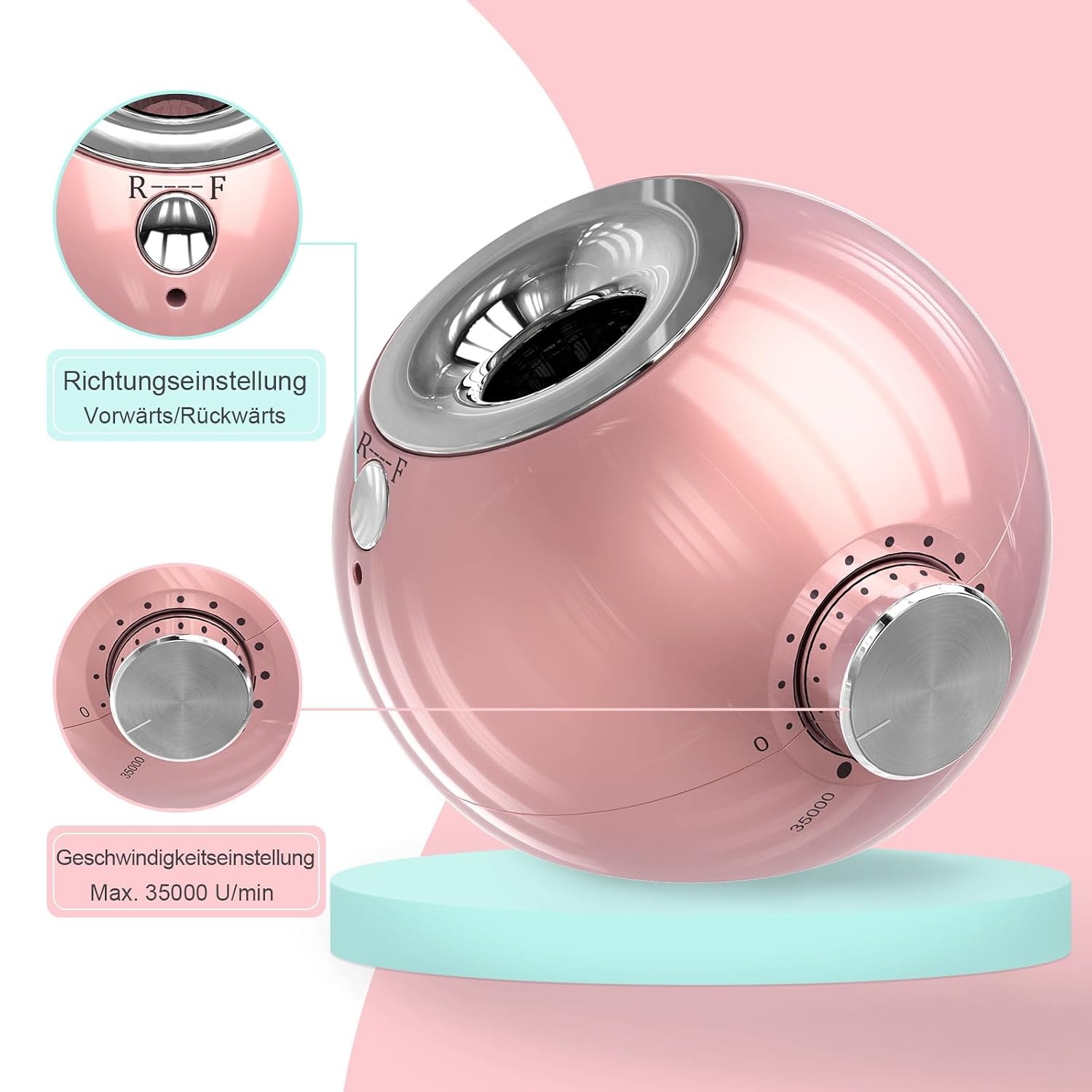 Detalle 2 de Delanie Nagelfräser 35000 U/Min – 6-in-1 Maniküre & Pediküre Set in Rosa