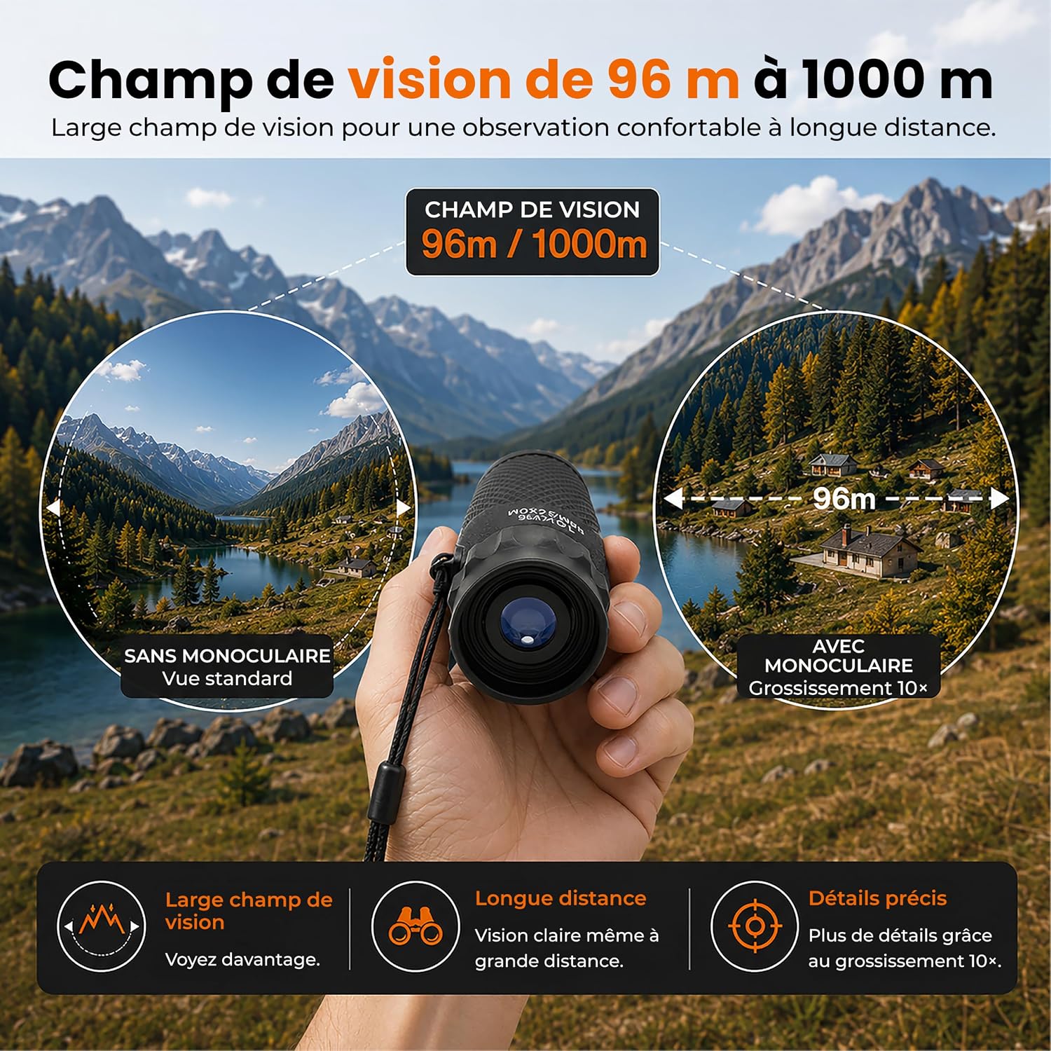 Detalle 2 de Monoculaire Technaxx TX-176 10x25 compact pour la randonnée, l’observation et les voyages