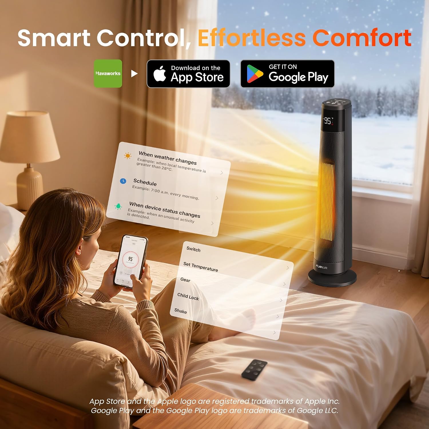 Detalle de FLANUR PTC Ceramic Smart Heater 1500W