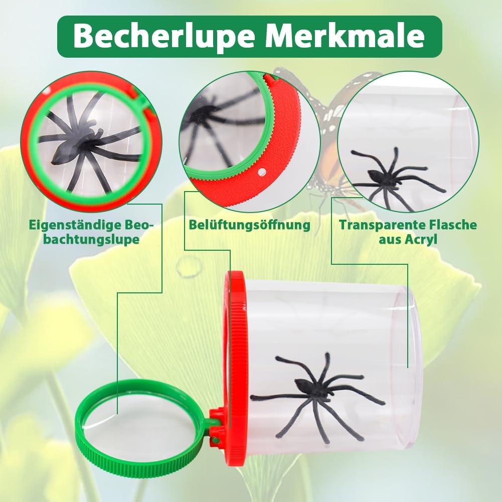 Thumbnail 2 de Aohcae 2er Becherlupe Set – Lupenglas für Kinder, Insektenfänger mit Pinzette, Clip und Ahle